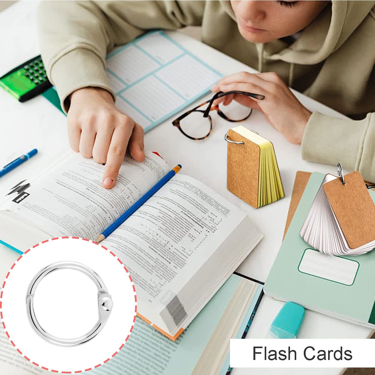 CooBigo 1 Inch Metal Loose Leaf Binder Rings - 50 Pack Silver Book Rings for Index Cards, Flashcards, Shower Curtain Hooks, DMC Embroidery Floss Organization & Key Chains - Perfect for Office, School, Crafting & Home Organization