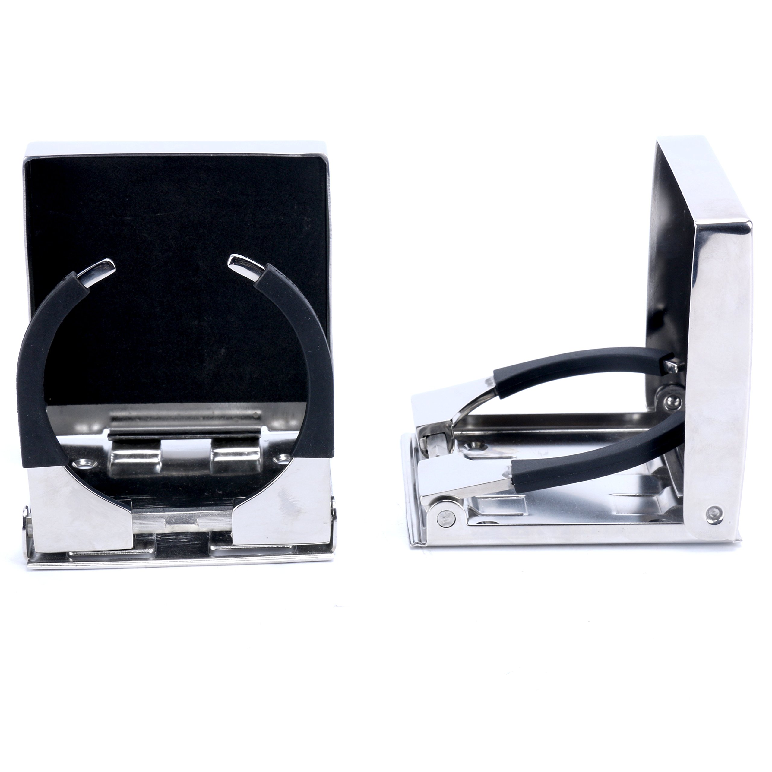 Amarine Made 2-Pack Stainless Steel Adjustable Folding Cup Holder - Boat, Marine, RV & Car Drink Holder - Durable & Rustproof - Perfect for Boating, Camping & Road Trips