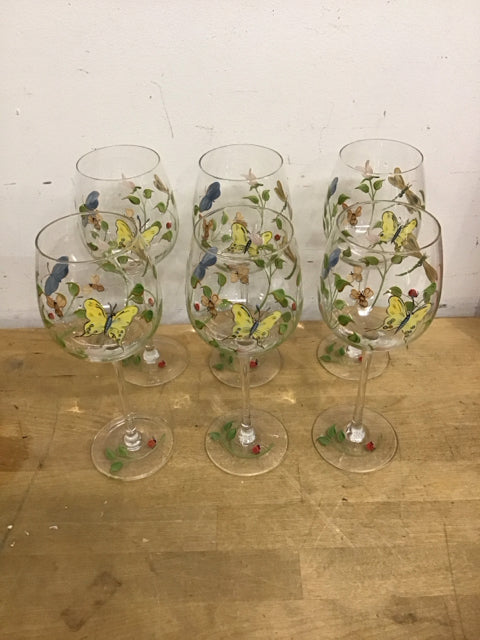 Elegant Set of 6 Hand-Painted Wine Glasses - Perfect for Dinner Parties, Weddings & Special Occasions