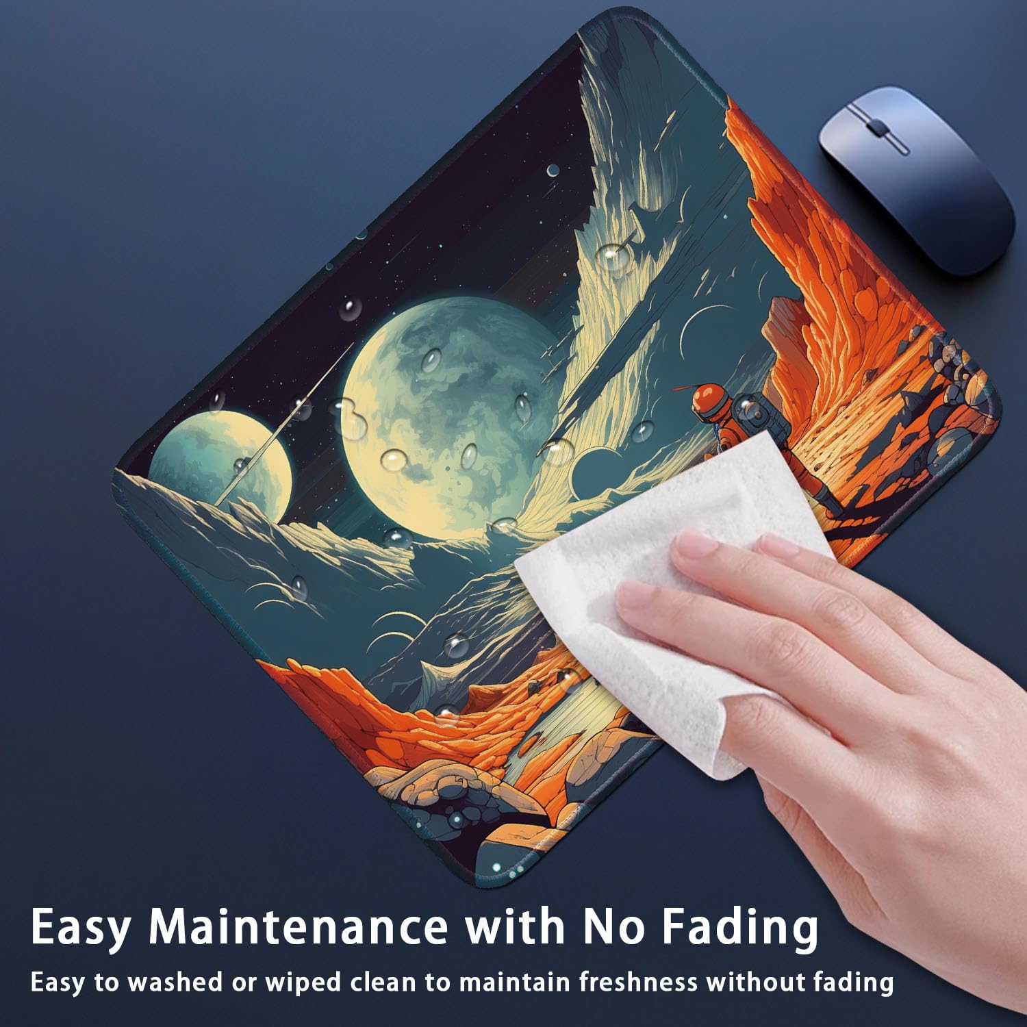 Space Themed Gaming Mouse Pad - Vibrant Color Non-Slip Cloth Surface (26x21cm) for Laptop & PC Gamers | Perfect for Office, Home & Esports