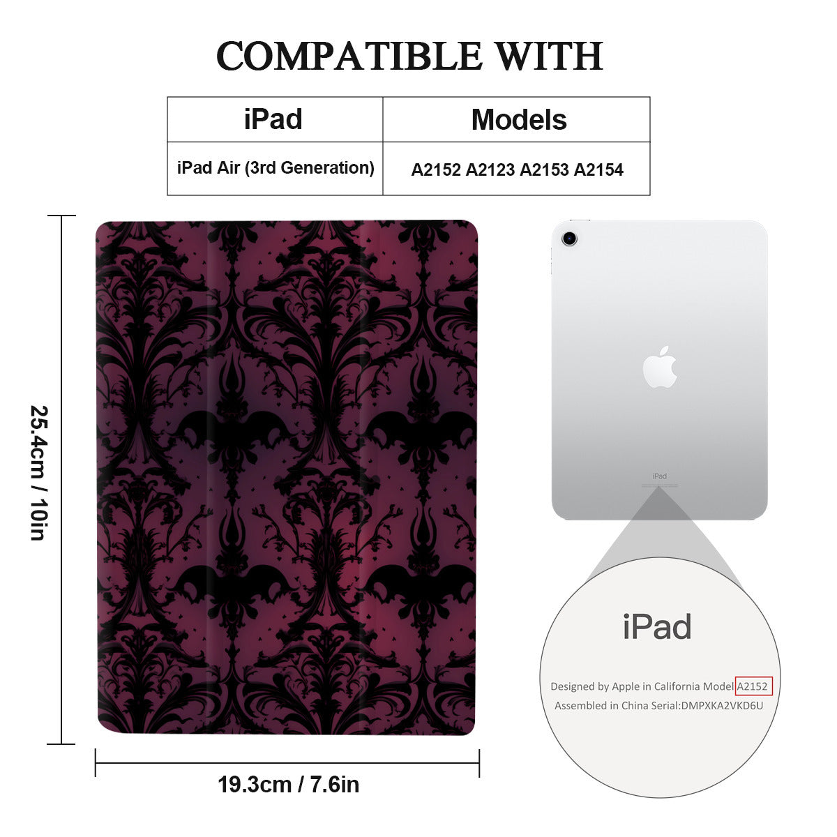 Gothic Purple and Black iPad Pro/Air 3 10.5 Inch Case - Protective Cover for Work, School & Travel | Shockproof & Stylish Design