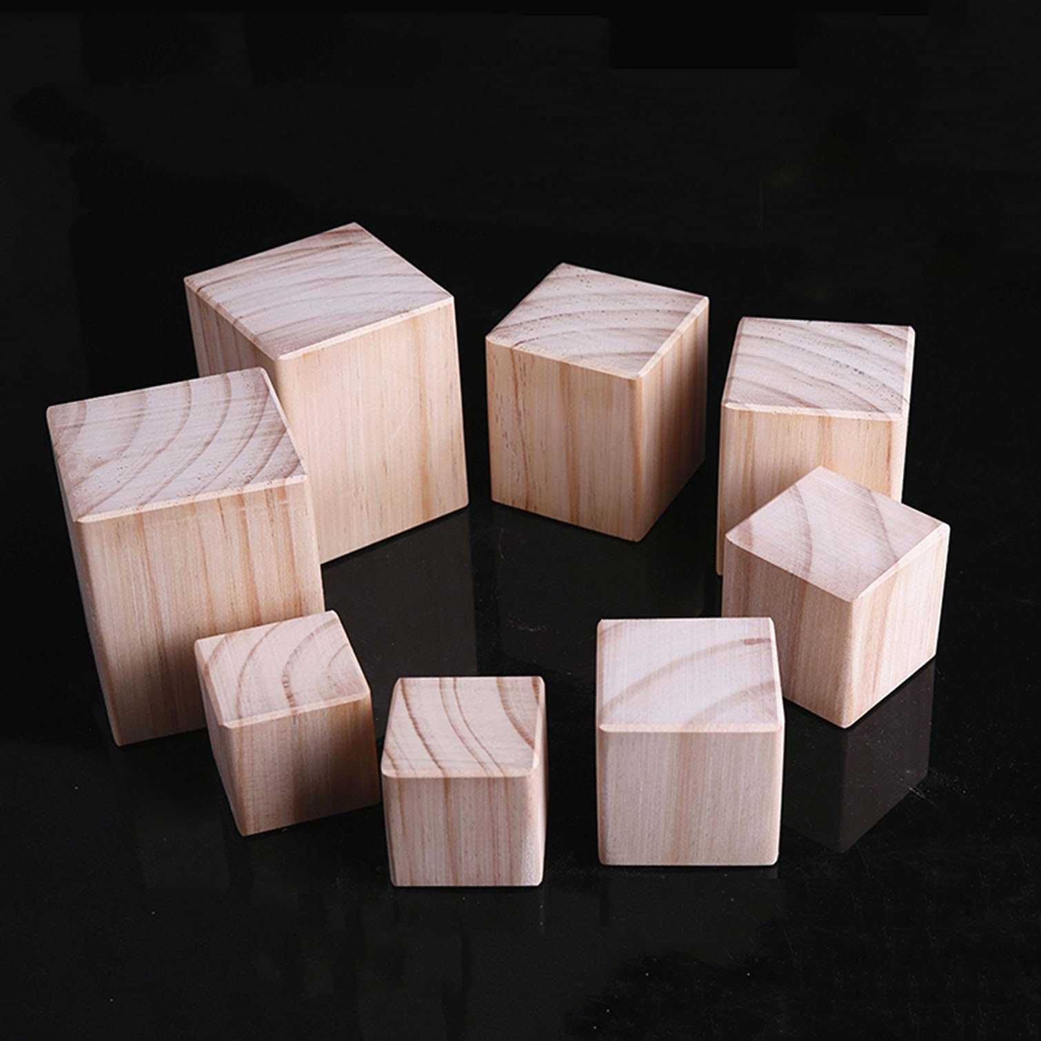 4 Pack Solid Wood Furniture Risers - Heavy Duty Pine Bed & Sofa Lifters, 6x6x8cm, Supports 500kg - Natural Wooden Leg Extenders for Beds, Tables, Cabinets - Perfect for Home Office, Dorm Room & Living Room Furniture Height Adjustment