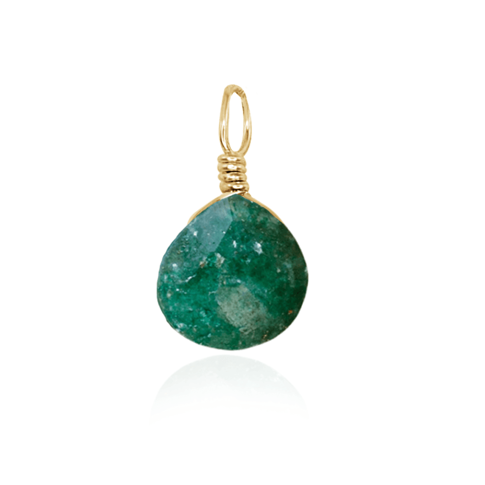 Tiny Aventurine Teardrop Gemstone Pendant Necklace - Natural Green Stone Jewelry for Women - Perfect for Meditation, Yoga & Spiritual Healing