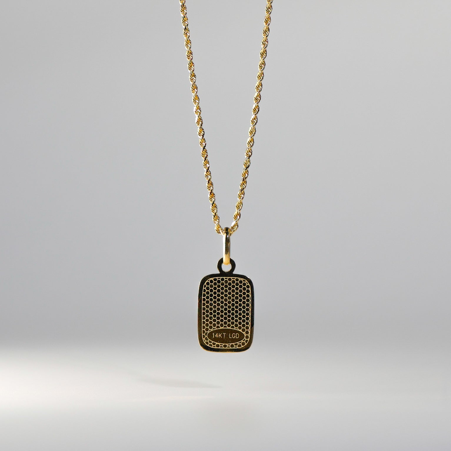 Gold Baptism Enamel Rectangular Pendant Model 0220 - Elegant Religious Jewelry Gift for Christening, First Communion & Special Occasions