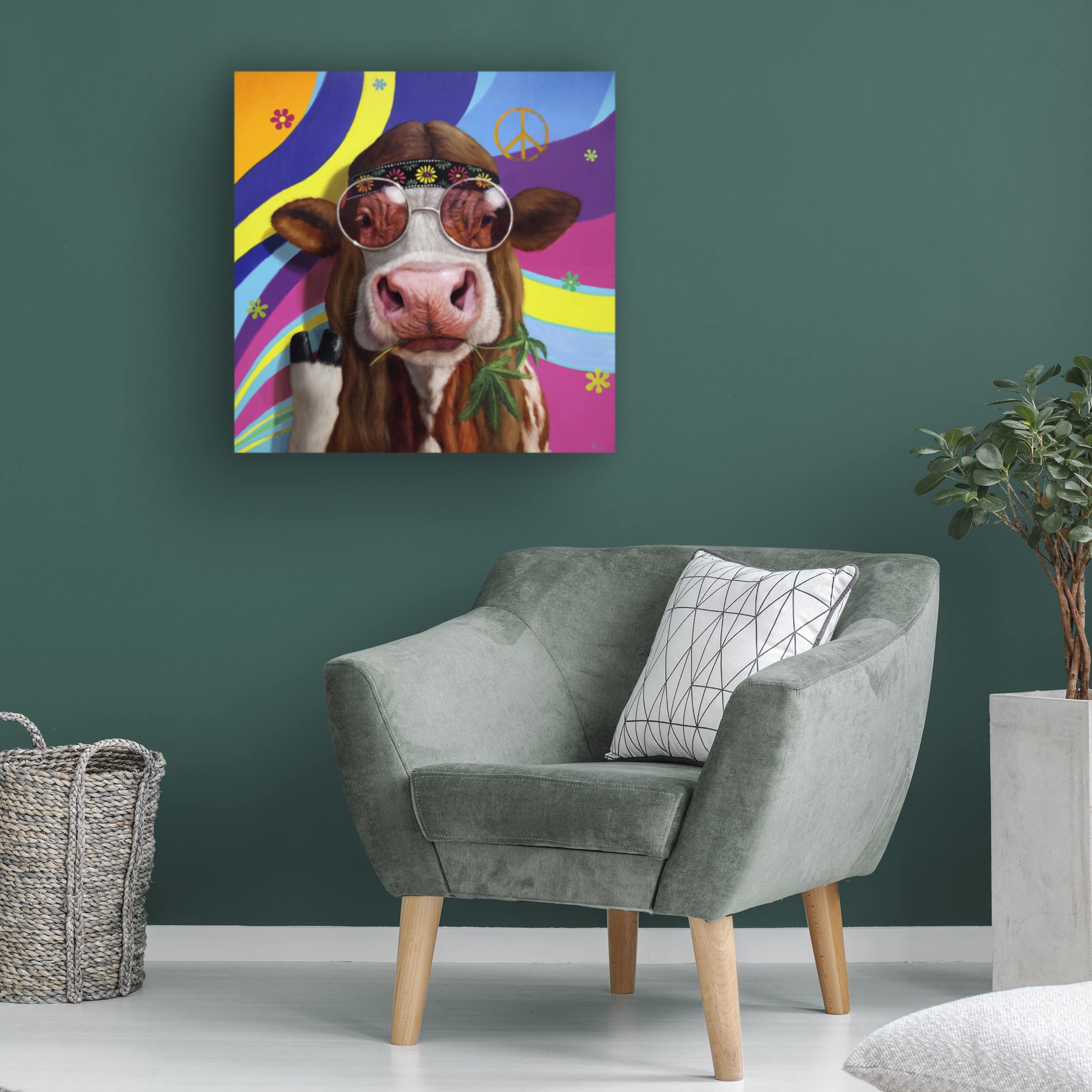 Lucia Heffernan 'Grass Fed' Canvas Wall Art Print - Premium Farm Animal Painting for Home & Office Decor - Perfect for Living Room, Bedroom or Country Style Interior Design