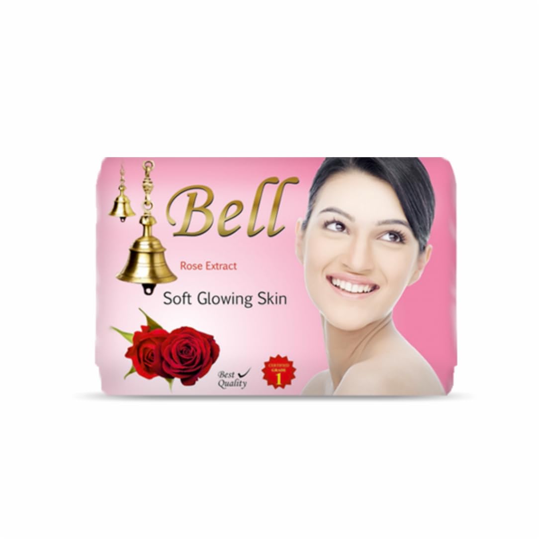 Bell Soft Rose Extract Bath Soap for Softer, Smoother & Glowing Skin - Moisturizing Bar Soap (5 Pack, 100g Each) | Gentle Cleansing for Dry & Sensitive Skin, Perfect for Daily Shower & Spa Relaxation