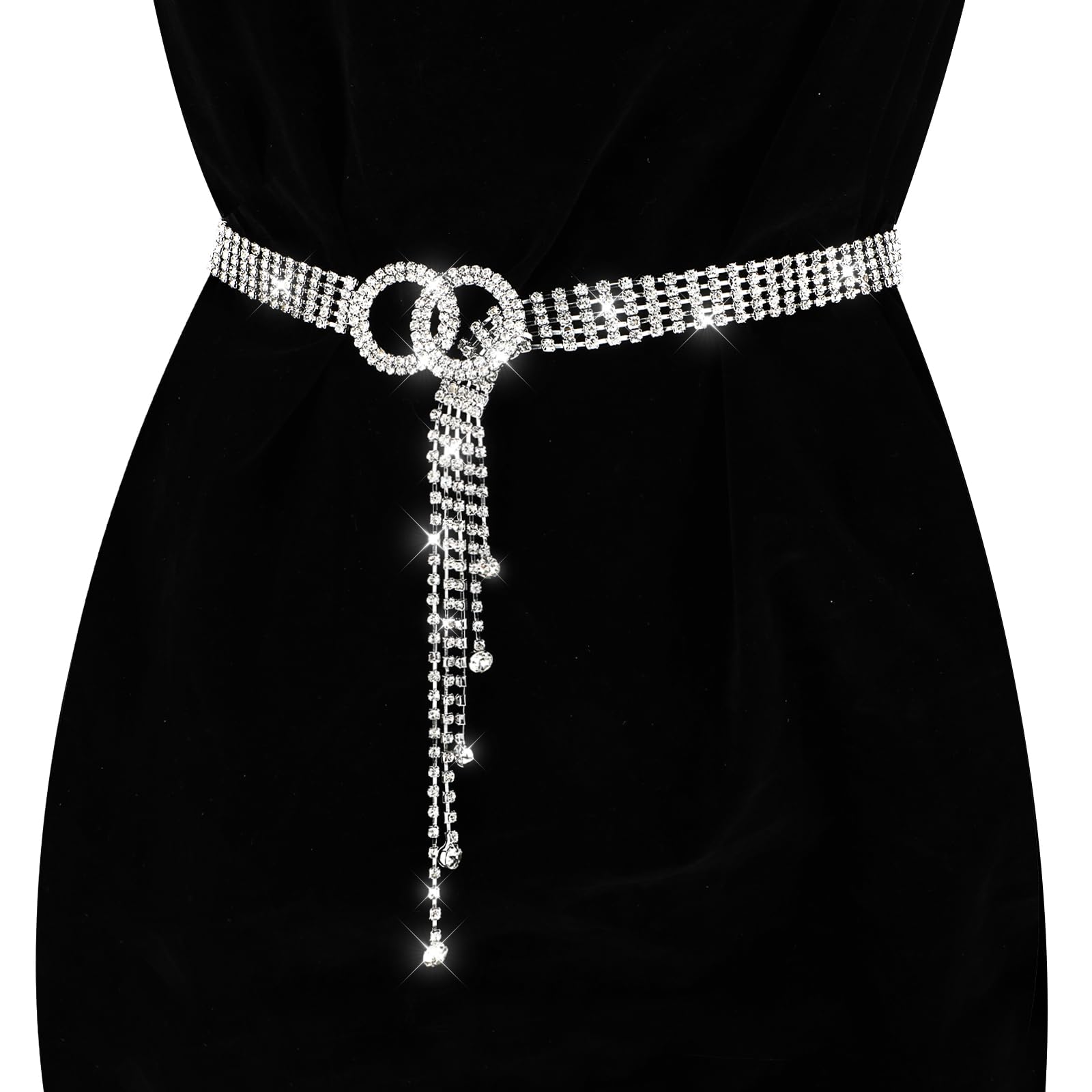 Sparkly Rhinestone Waist Belt for Women - Adjustable Crystal Waist Chain with O-Ring Design for Jeans, Dresses & Evening Wear | Perfect for Parties, Weddings & Night Out