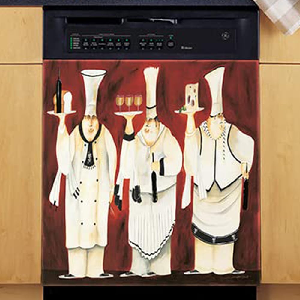 Chef Kitchen Décor Magnetic Dishwasher Cover - Reusable 23.5”x26” Decorative Front Panel Decal | Perfect for Modern Kitchens, Home Renovations & Stylish Appliance Upgrades