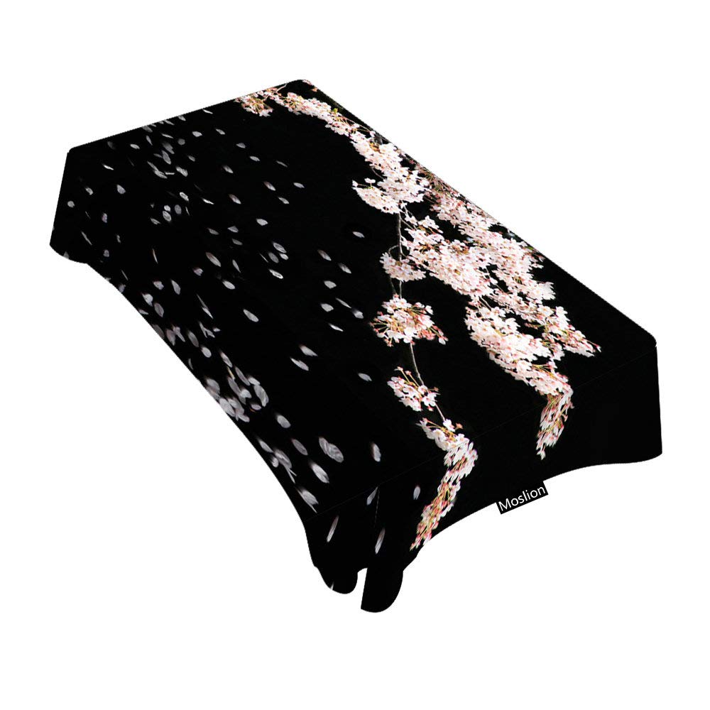 Japanese Cherry Blossom Tablecloth - Decorative Rectangle Sakura Floral Table Cover 60x90 Inches for Dining, BBQ, Picnic, Coffee Table - Waterproof & Wrinkle-Resistant for Indoor/Outdoor Use