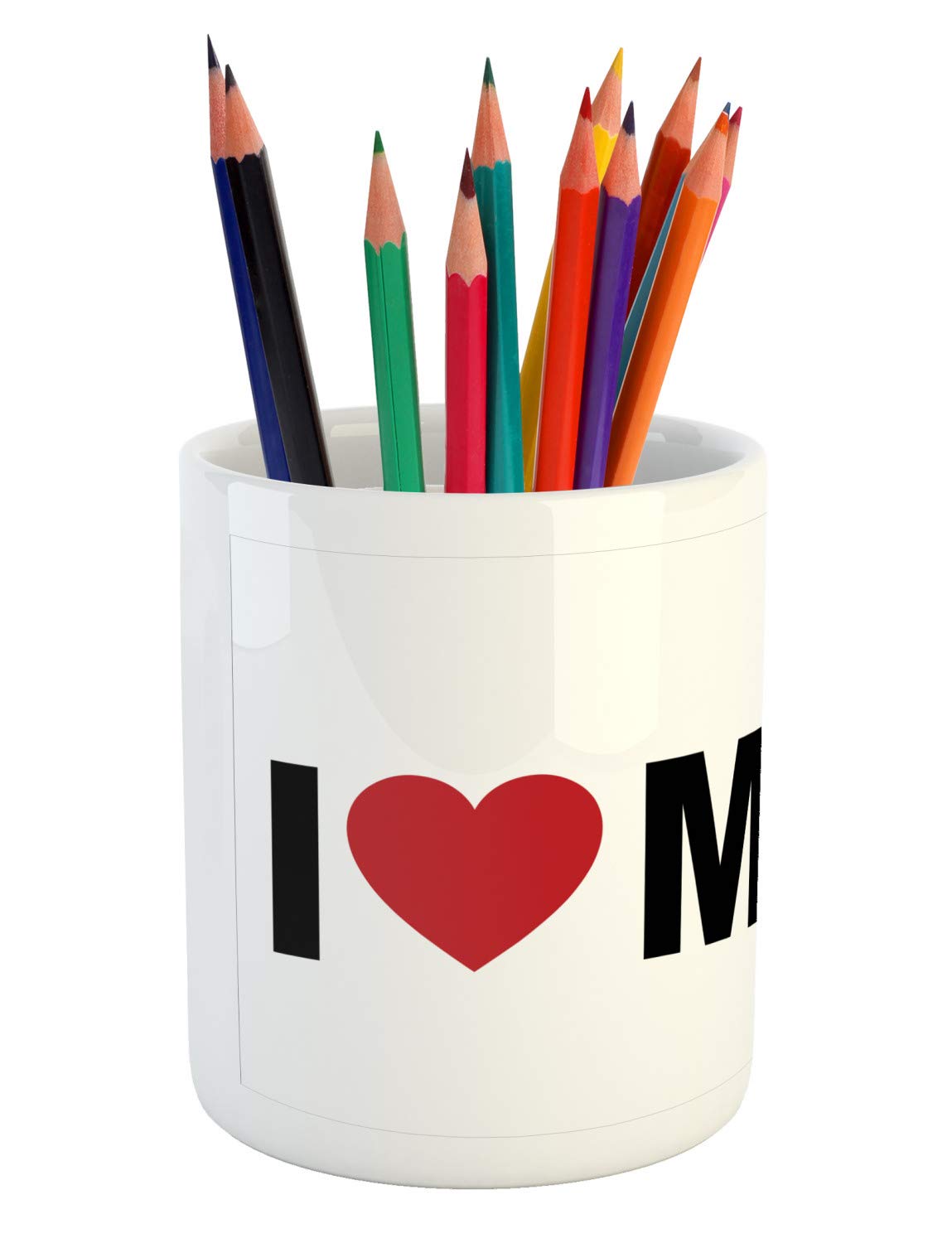 Ambesonne Ceramic Pencil Holder - High Heels & Heart Design with 