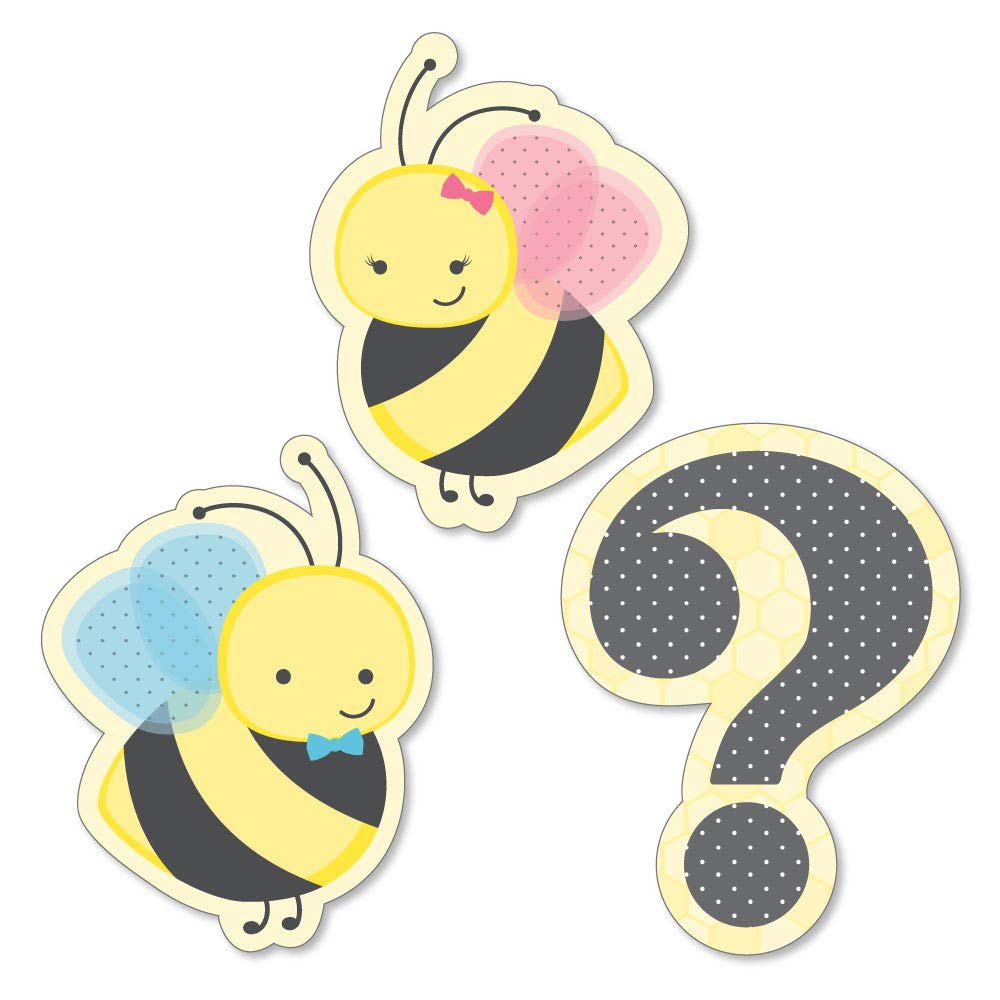 Big Dot of Happiness What Will It Bee - DIY Gender Reveal Party Cut-Outs - 24 Count Bee-Themed Decorations for Baby Shower, Gender Reveal Party & Nursery Decor