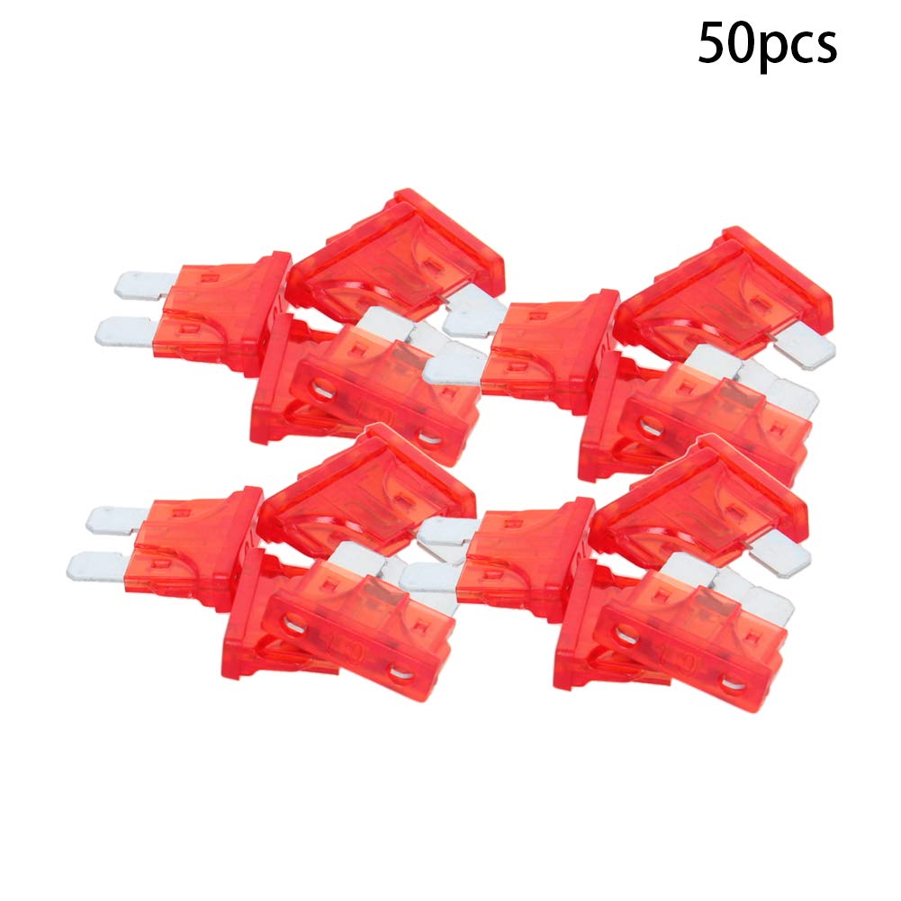 Fielect 50Pcs Car Blade Fuses Assortment Kit - 10A Automotive Fuses for Car, SUV, RV, Truck & Boat - Replacement Fuses for Electrical Systems - Perfect for Road Trips & Emergency Repairs
