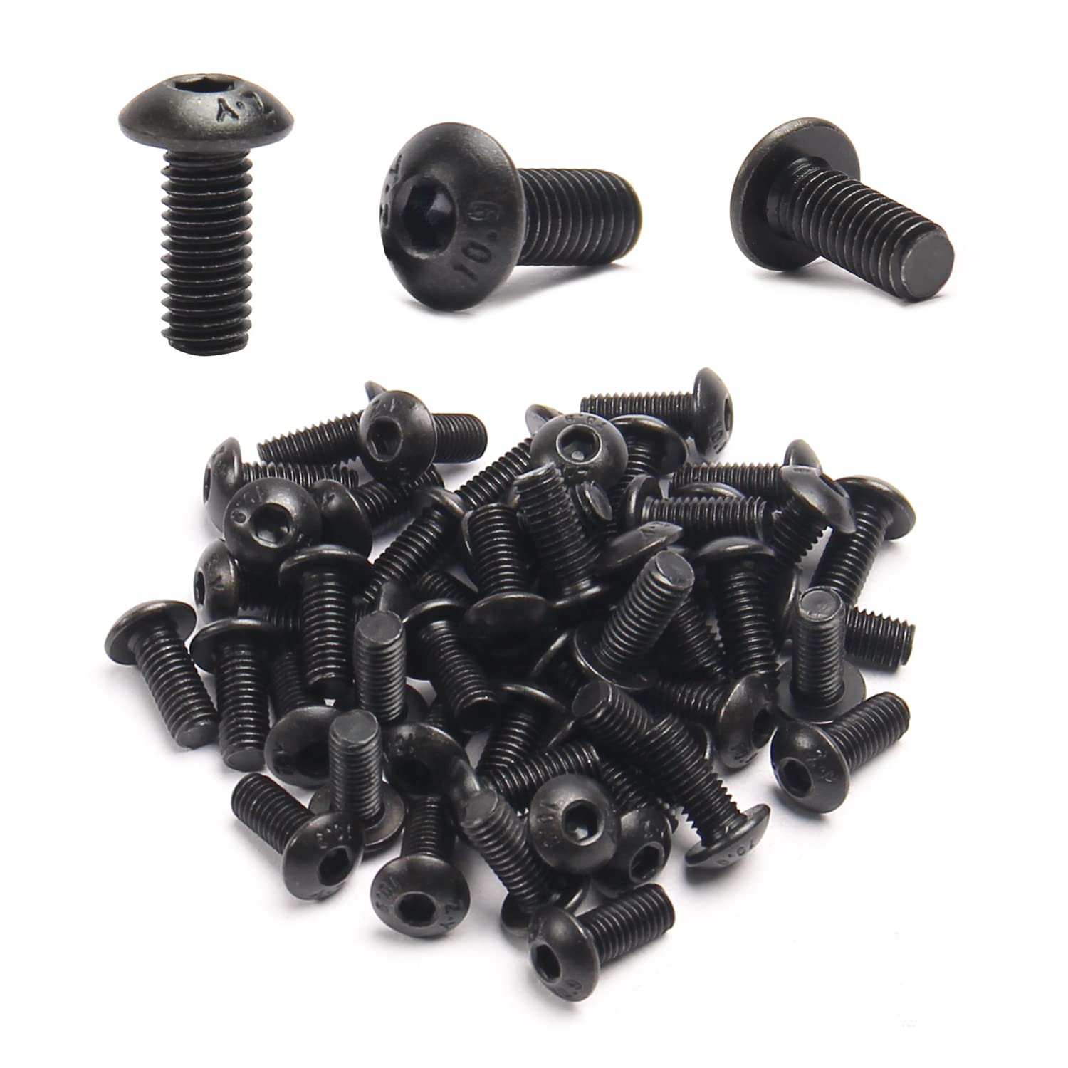 50Pcs M5x12mm Black Hex Socket Head Screws for Furniture Assembly