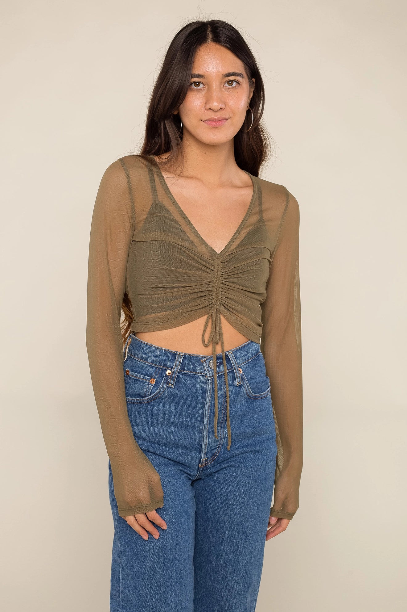 Becca Shirred Top for Women - Stylish & Comfortable Black or Olive Blouse for Casual Wear, Date Night & Office Outfits