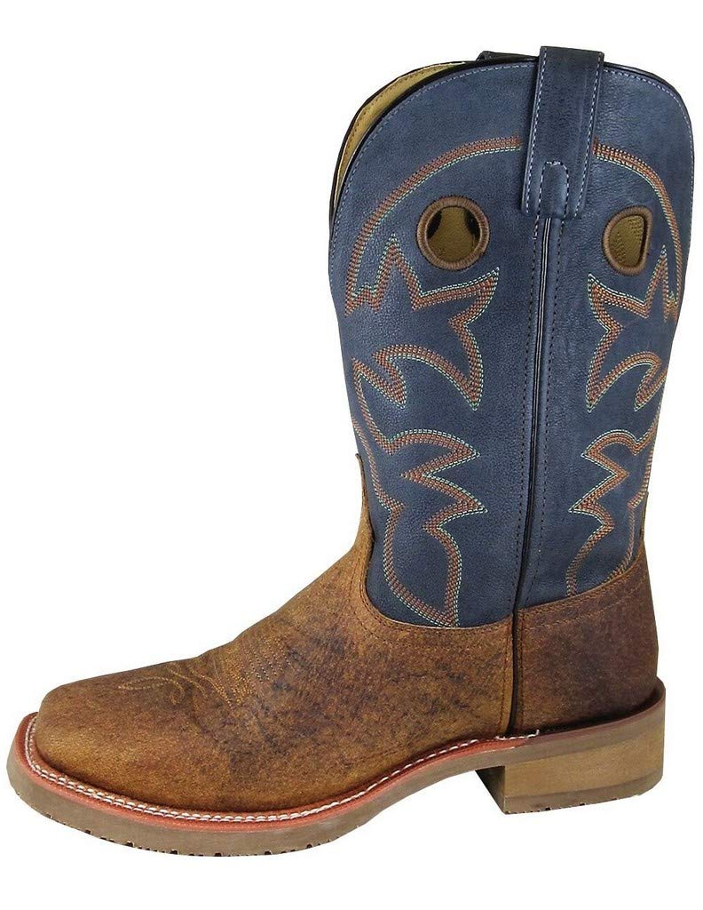Men's Smoky Brown Square Toe Work Boots - Durable Leather Western Boots for Cowboy, Ranch & Outdoor Work | Comfortable for Daily Wear & Country Style Fashion