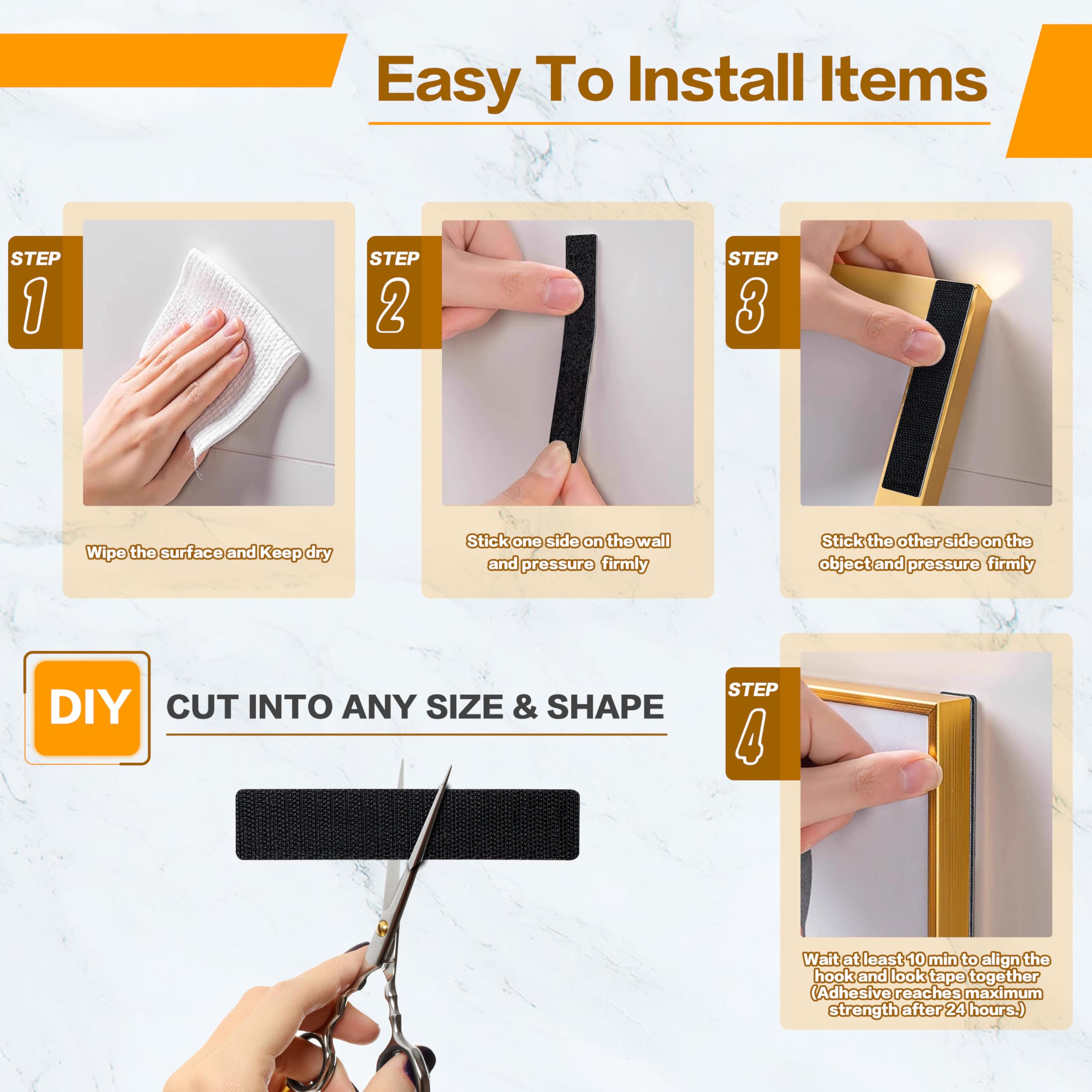 KING MOUNTAIN 1x3 Inch Hook and Loop Strips - 20 Sets Heavy Duty Nylon Self Adhesive Tape with Strong Double Sided Backing - Perfect for Office Organization, Home DIY Projects & Crafting - Black