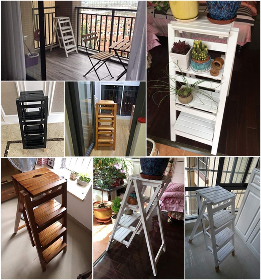 FADUNI 4-Tier Pine Wood Step Stool, Foldable Ladder Stool for Kitchen, Office, Library - Multifunctional Shoe Bench & Flower Stand    Perfect for reaching high shelves, organizing shoes, displaying plants, or as extra seating in small spaces.