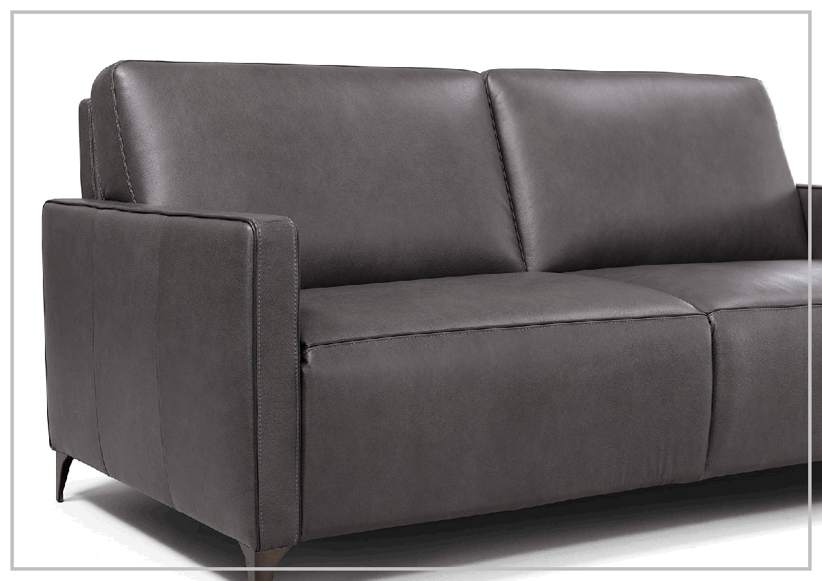 Kathy Ireland Wigan Luxury Gray Italian Leather Queen Sleeper Sofa Bed - Convertible Sleeper Sofa for Living Room, Guest Room & Small Spaces