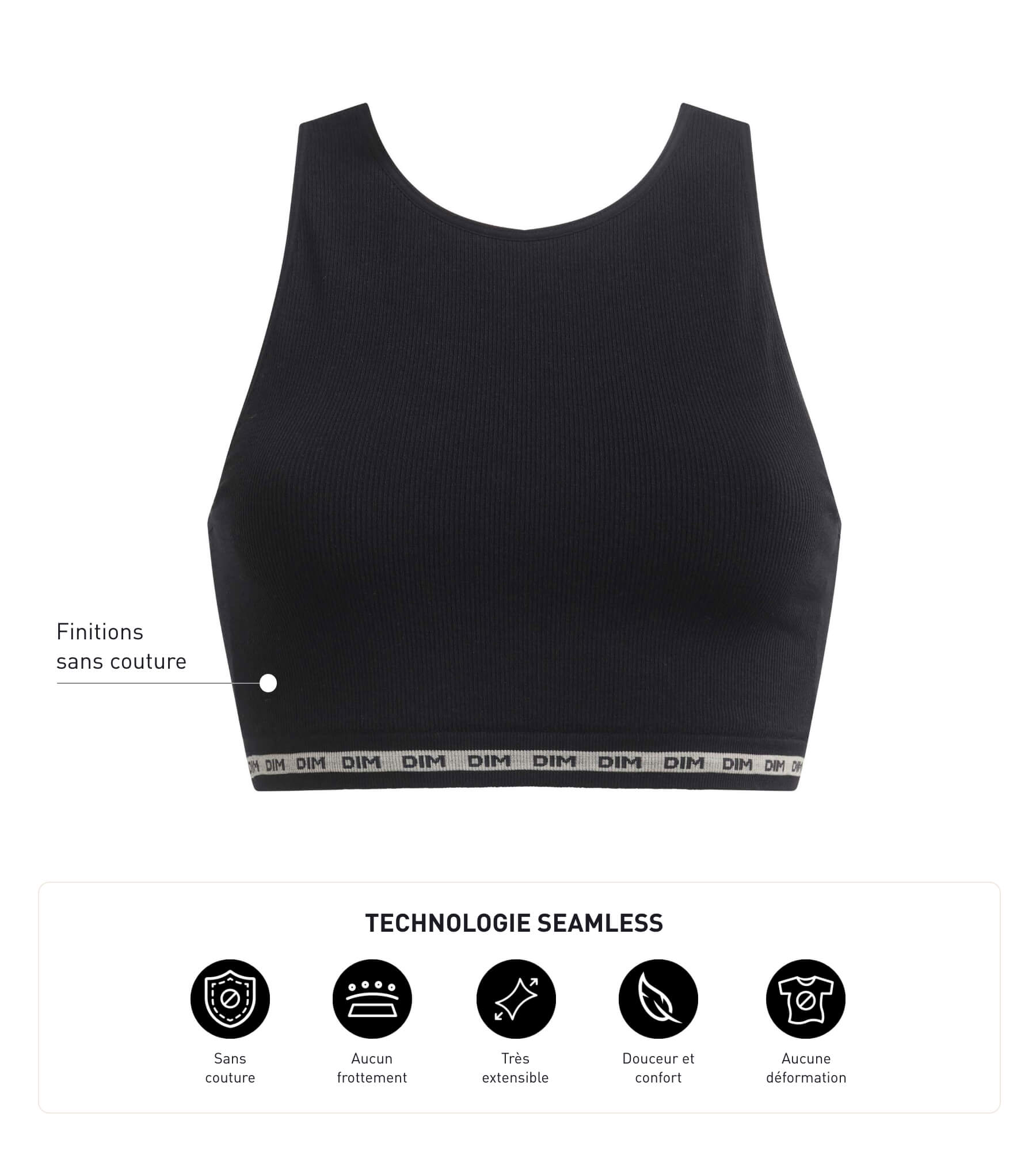 Seamless Black Modal Polyamide Ribbed Crop Top for Women - Perfect for Yoga, Gym & Casual Wear
