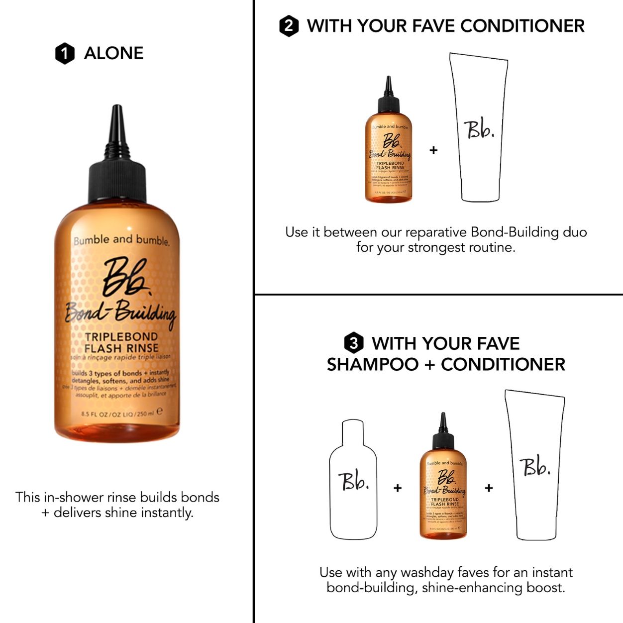 Bond Building TripleBond Flash Rinse for Damaged Hair Repair - Deep Conditioning Treatment for Dry, Brittle Hair - Perfect for Post-Color, Heat Styling & Chemical Damage Recovery