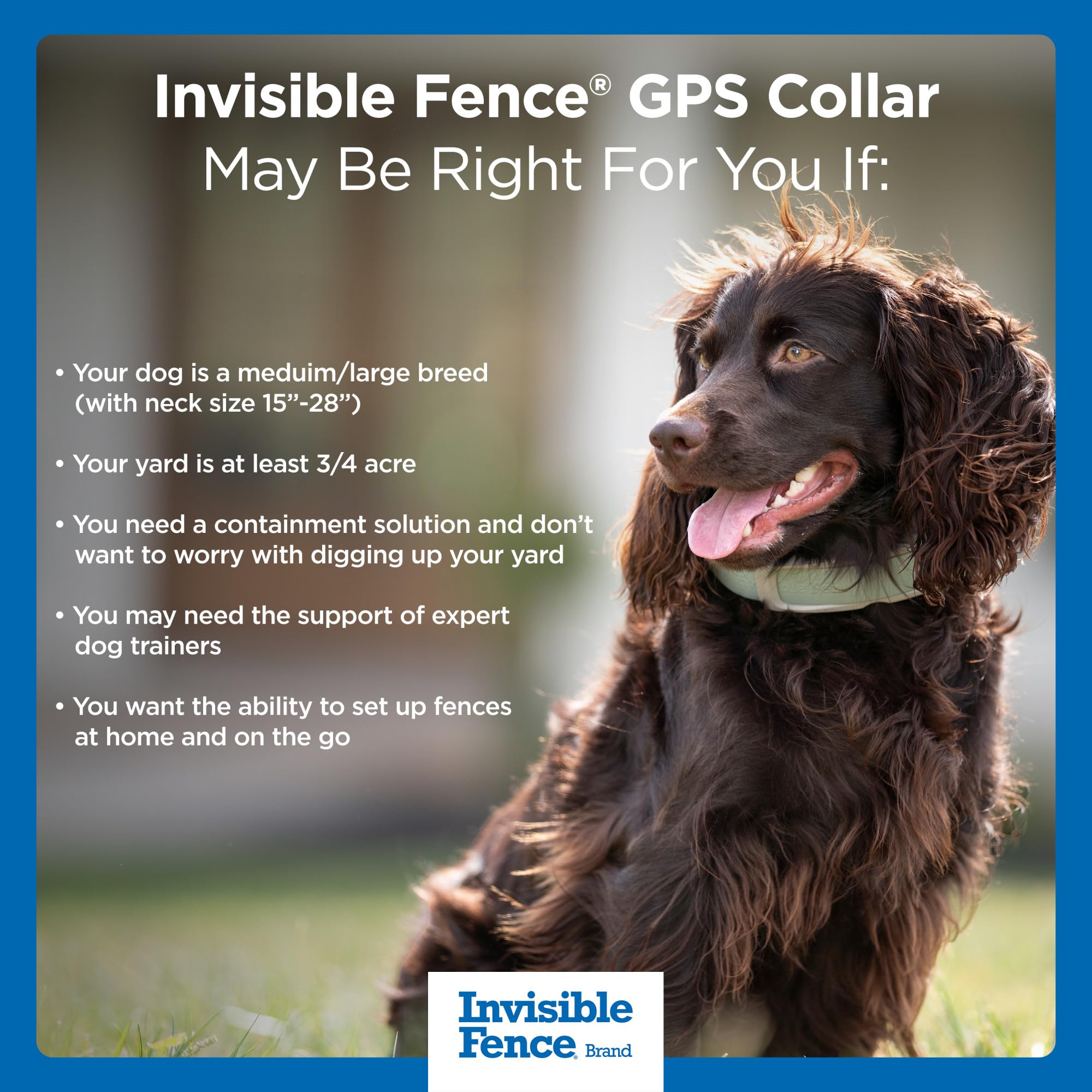 GPS Dog Fence & Tracking Collar - Wireless Electric Dog Fence System with 20 Customizable Boundaries, Waterproof GPS Tracker for Medium & Large Dogs (15