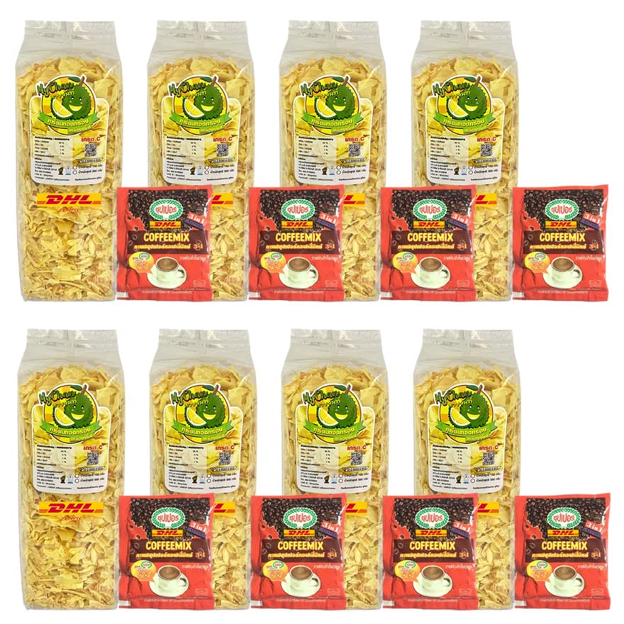 Crispy Fried Durian Chips 500g - Exotic Thai Yellow Durian Snacks, Vegan & Healthy Fruit Chips (8-Piece Set) - Perfect for Parties, Travel & Asian Food Lovers - Free Beauty Gift Included