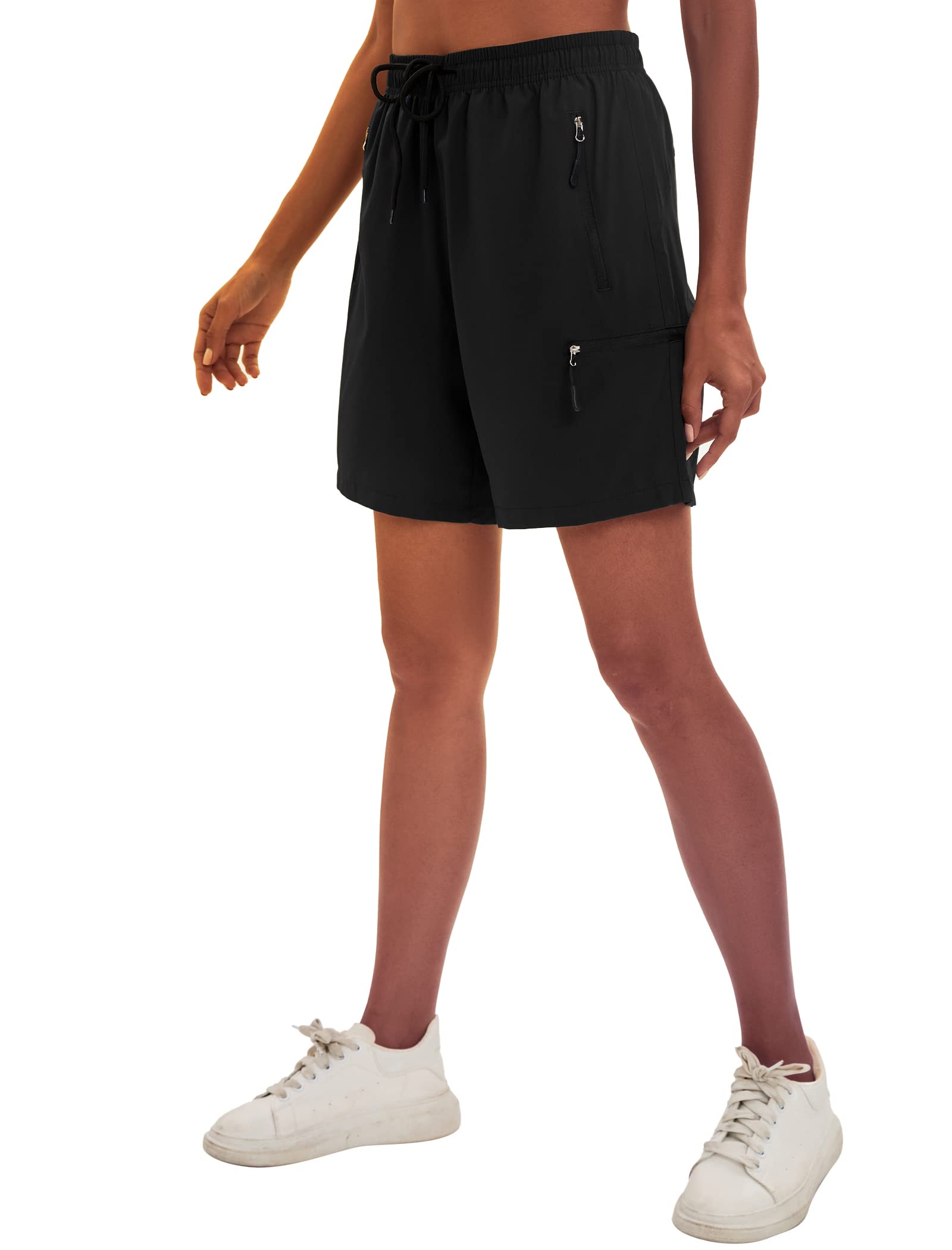 iChunhua Women's Quick Dry Hiking Cargo Shorts - Lightweight Summer Outdoor Shorts with Zipper Pockets for Hiking, Camping & Travel