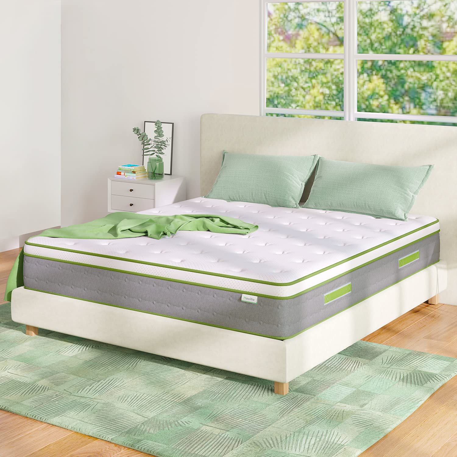 Novilla 10 Inch Hybrid Full Mattress in a Box - Gel Memory Foam & Pocket Coils for Support & Pressure Relief - Medium Firm Pillow Top for Back, Stomach & Side Sleepers - Perfect for Guest Rooms, Dorms & Apartments
