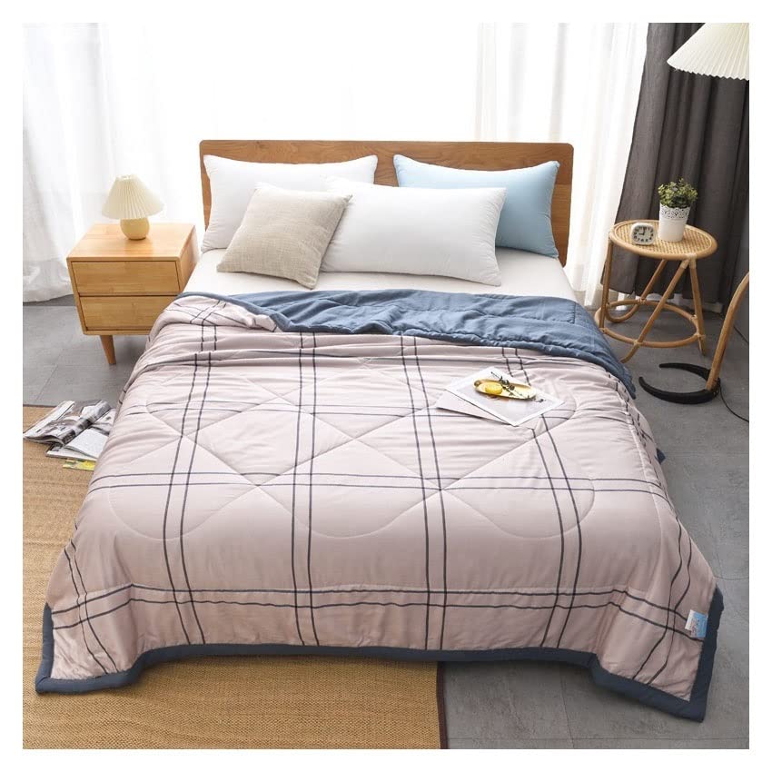 ELYSYSRL Lightweight Summer Cooling Quilt - Breathable Cotton, Machine Washable, Double Size 180x200cm (70x78in) for Air Conditioned Rooms - Perfect for Hot Weather & Bedroom Comfort