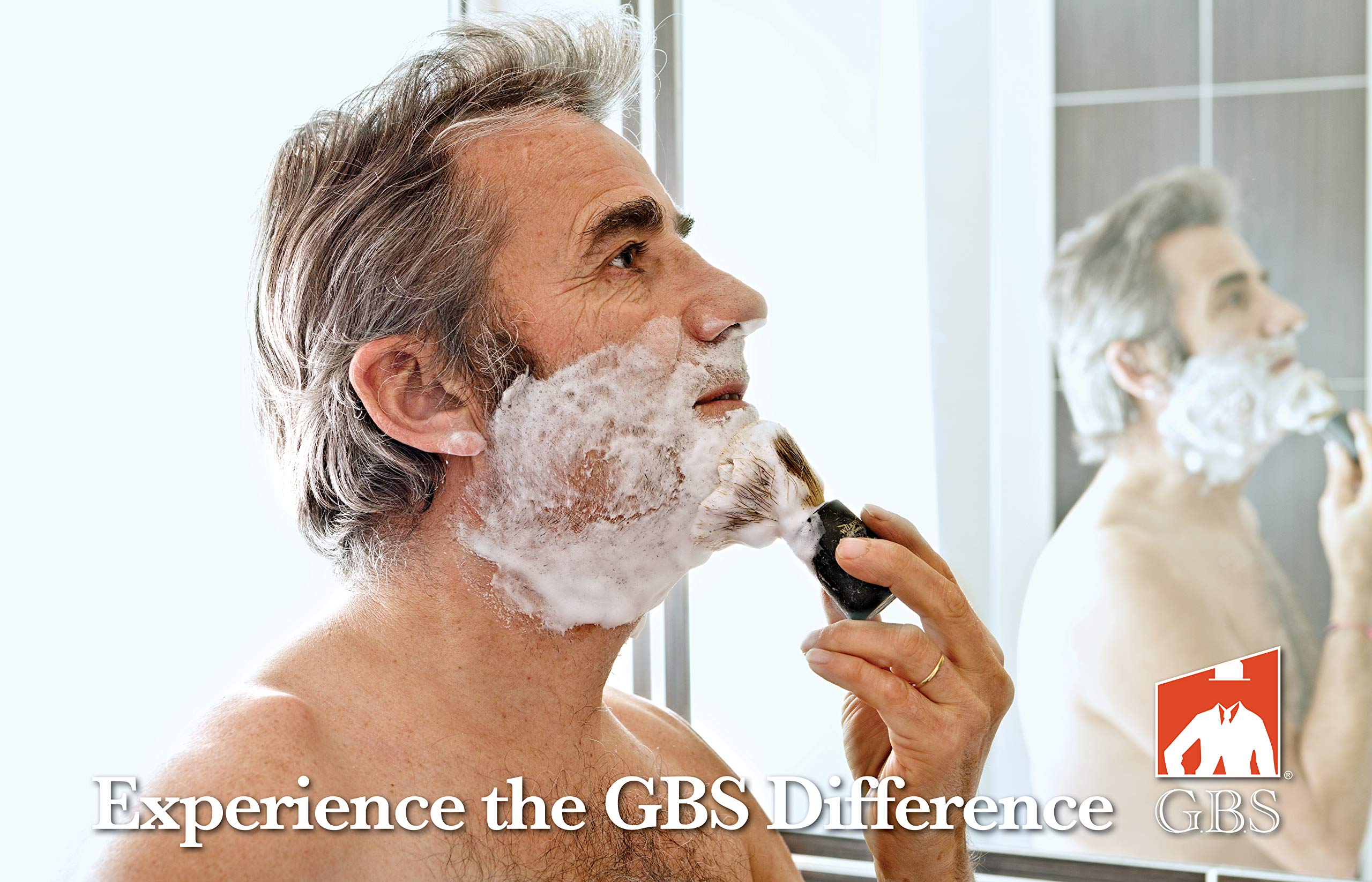 Premium G.B.S Wet Shave Set with Pure Badger Shaving Brush, Chrome Stand (#570) & Double Edge Safety Razor Blades - Perfect Gift for Men's Grooming & Barber Shop Experience