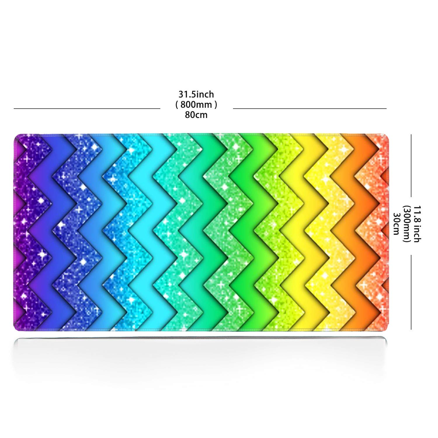 XXL Gaming Mouse Pad 31.5x11.8 Inches - Large Extended Mouse Mat with Stitched Edges, Anti-Slip Rubber Base & Ergonomic Design - Custom Computer Mousepad for PC Gamers (Rainbow Triangle Pattern) - Perfect for Esports, Office Work & Home Gaming Setup