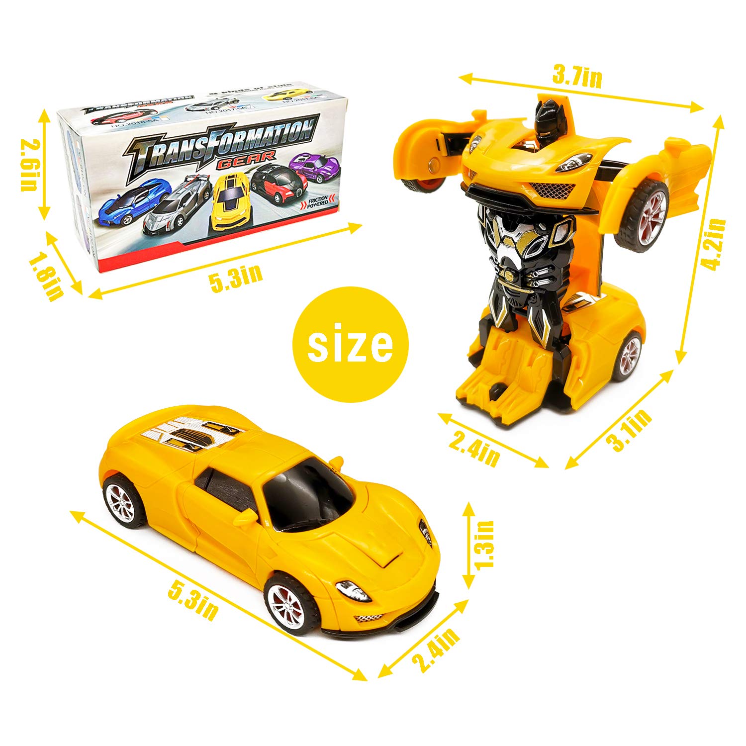 Best Friction Powered Transforming Toy Cars for Kids Ages 2-7 - Fun Gifts for 2-5 Year Old Boys - Christmas & Birthday Presents - Perfect for Indoor Play, Outdoor Adventures & Pretend Driving Games