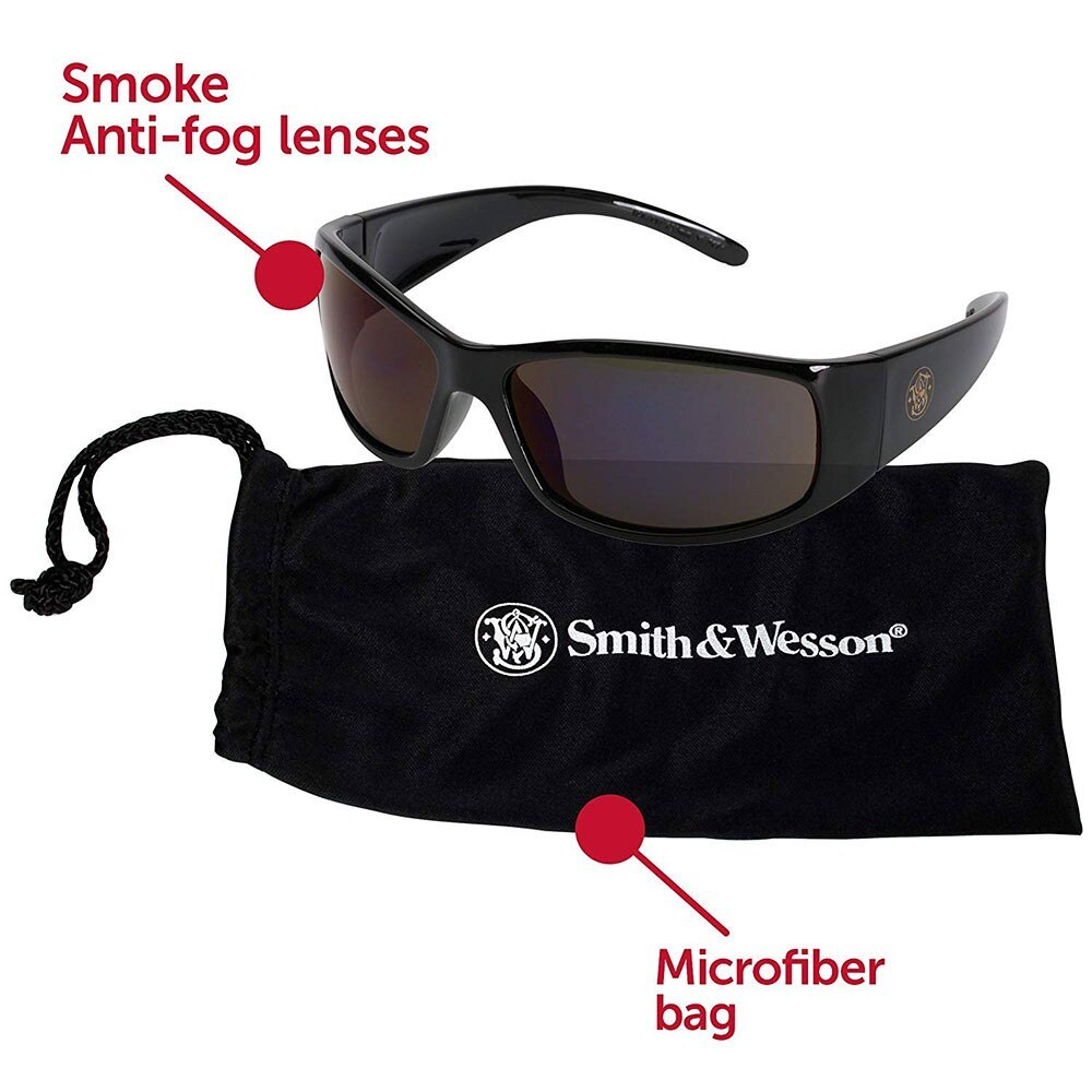 American Allsafe 3016313 (21303) S&W Elite Black/Smoke Anti-Fog Safety Glasses - ANSI Z87.1 Certified Protective Eyewear for Construction, Woodworking & DIY Projects