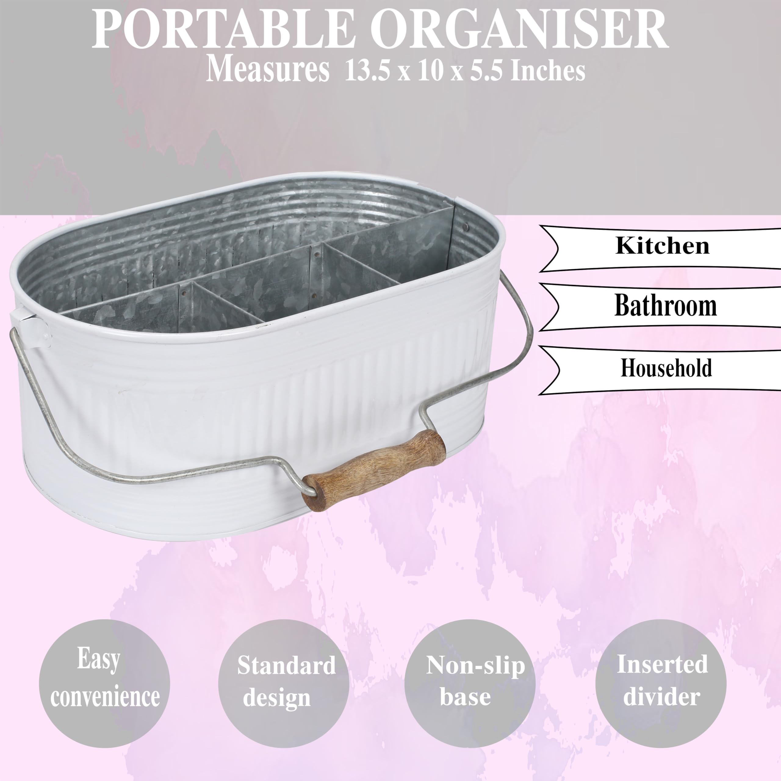 Rustic Iron Alloy Organizer Caddy - Kitchen, Bathroom & Office Storage