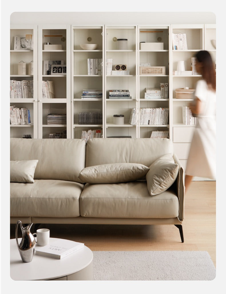 Stylish Poplar Solid Wood Bookcase in Cream - Perfect for Living Room, Bedroom, or Home Office Storage