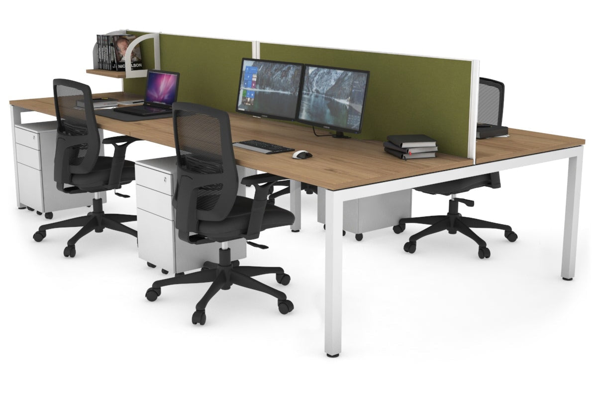 4-Person Office Workstation with Quadro Square Legs - 1800L x 800W Desk with Cable Management Scallop | Perfect for Collaborative Workspaces & Open Office Environments