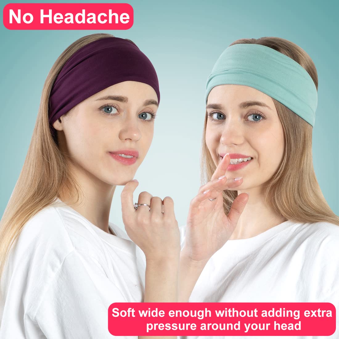 RITOPER Non-Slip Workout Headbands for Women - Super Soft Wide Yoga Running Exercise Headbands, Elastic Sweatband Hair Bands for Active Women - Perfect for Gym, Yoga, Running & Outdoor Sports