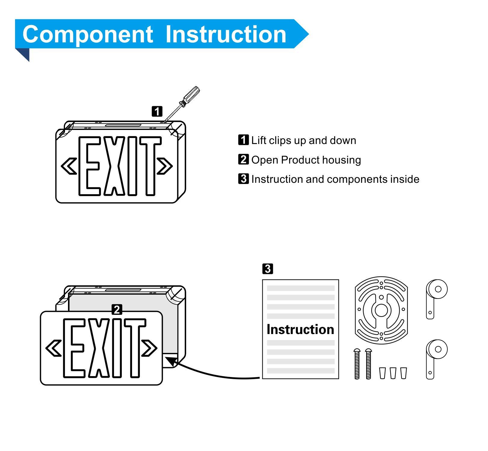 SPECTSUN 4-Pack LED Exit Signs with Battery Backup & Emergency Lighting - Hardwired Double-Sided Fire Exit Signs for Home, Office & Commercial Buildings - Perfect for Power Outages & Emergency Evacuations