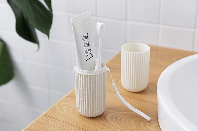 AKOAK Portable Travel Toothbrush Case - Waterproof & Compact Toothbrush Holder for Travel, Multifunctional Dental Hygiene Organizer (White, Pack of 1) - Perfect for Camping, Gym & Business Trips