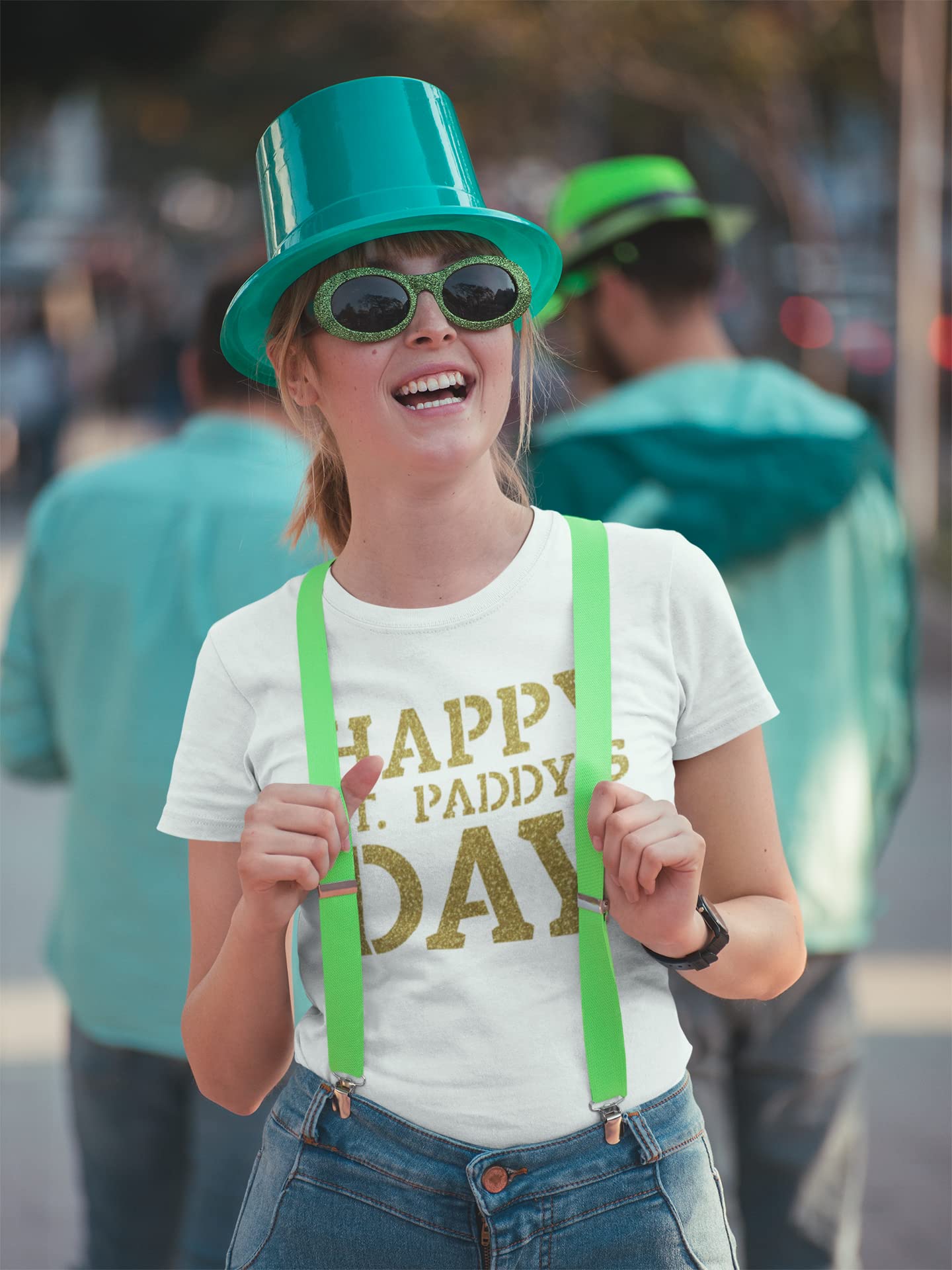 Happy St. Patrick's Day Iron On Decal - Glitter Shamrock T-Shirt Transfer Patch for DIY Apparel (Sugar Lemon Glitter) | Perfect for St. Paddy's Day Shirts, Hats & DIY Crafts