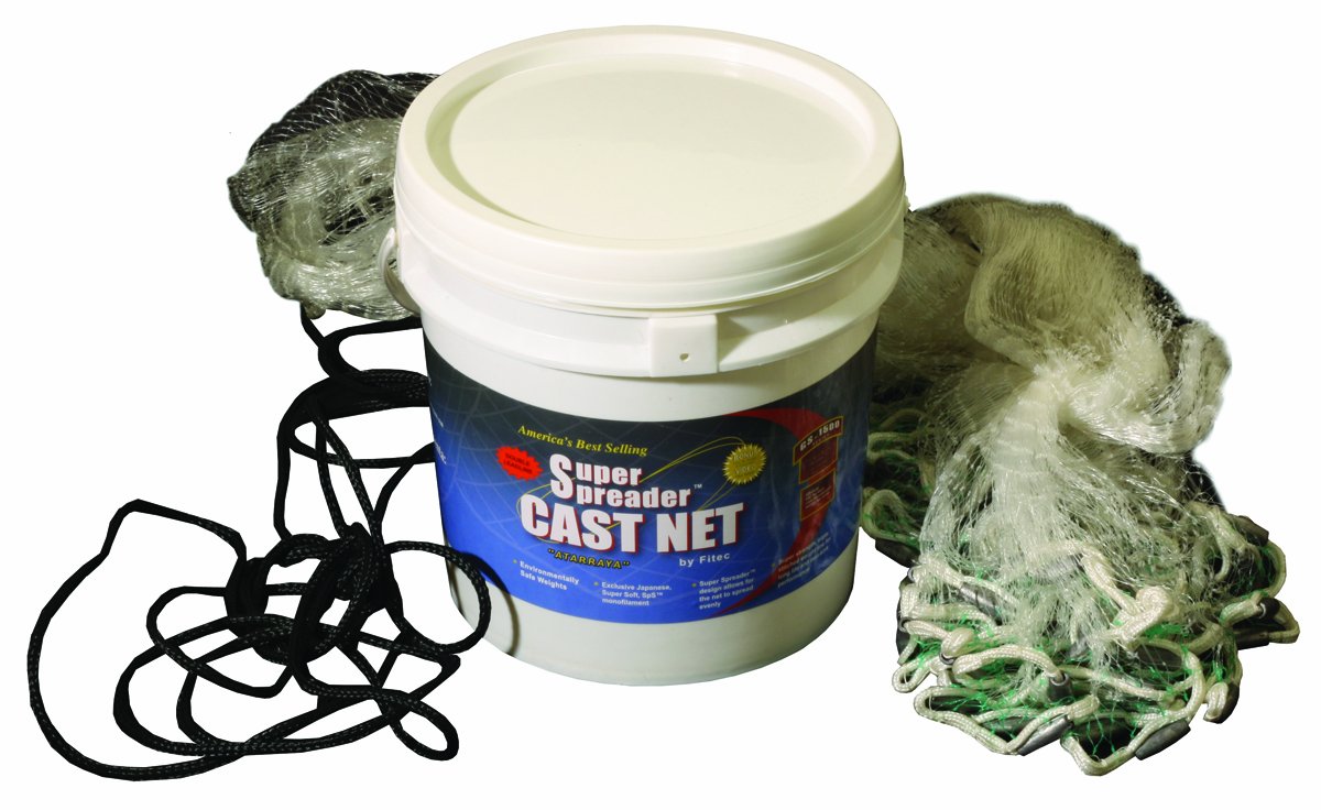 FITEC Ultra Spreader Clear Fishing Cast Net - Premium Monofilament Nylon for Saltwater & Freshwater Fishing - Perfect for Shrimp, Baitfish, and Crabbing