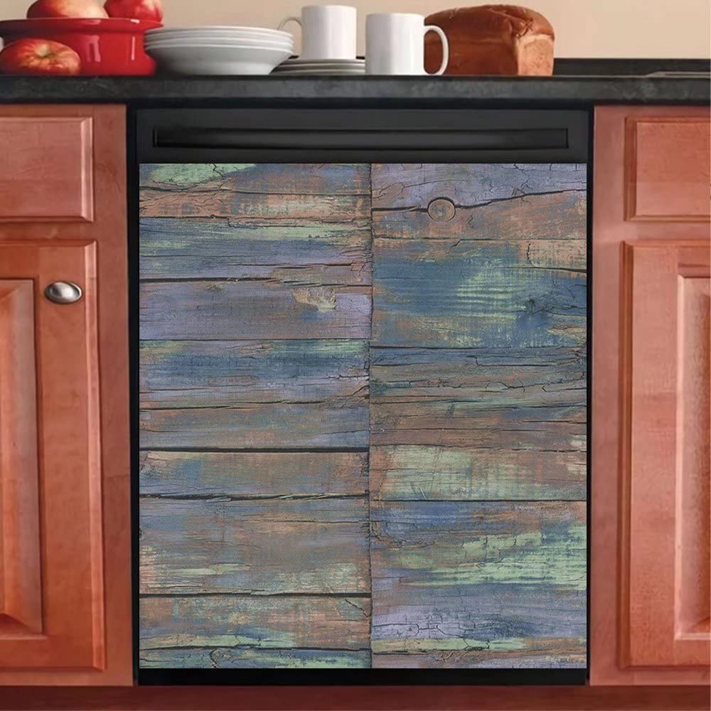 Vintage Wood Dishwasher Panel Decal - Rustic Farmhouse Fridge Magnet Cover - Old Wooden Refrigerator Decal 23