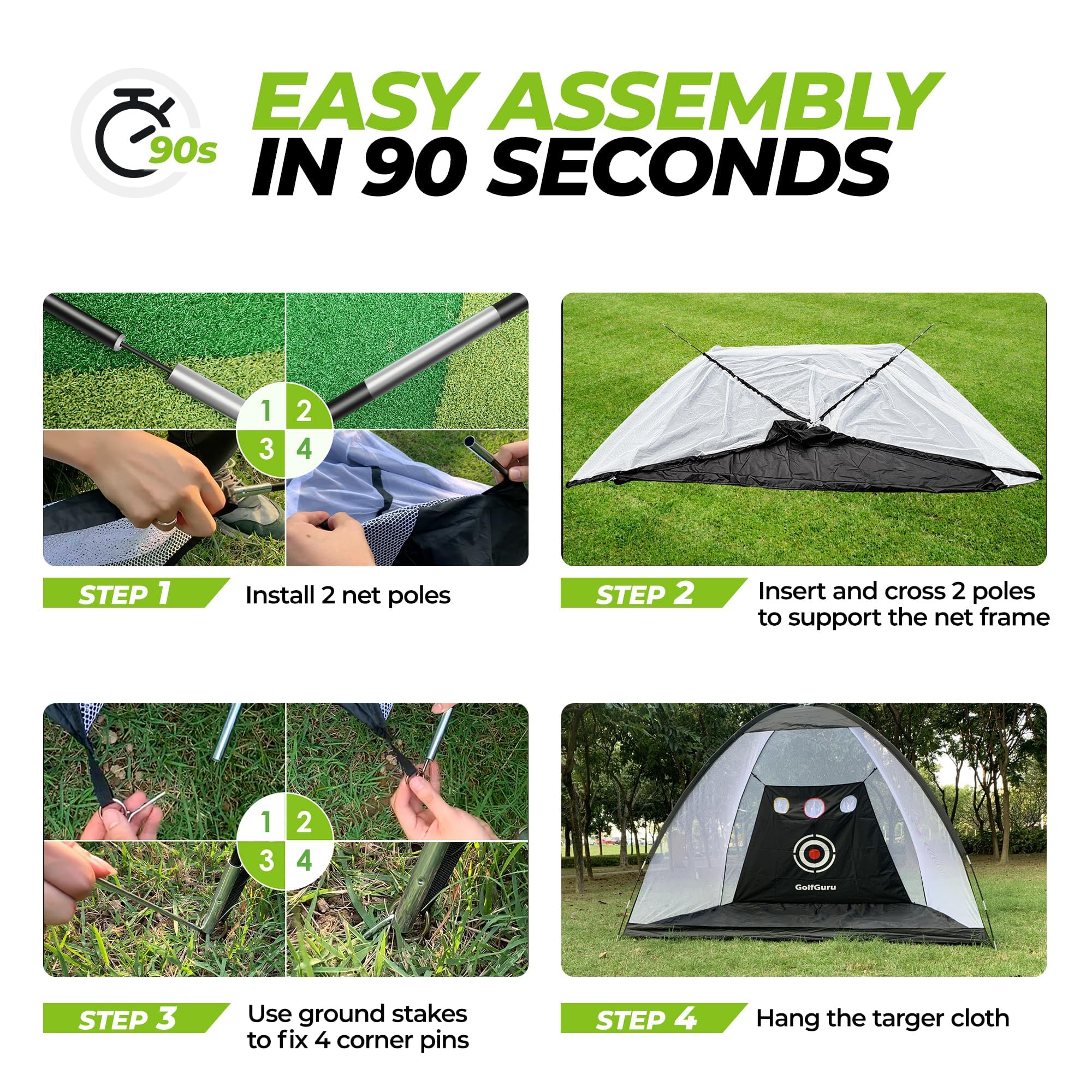 Premium 10x7ft Golf Practice Net with XL Tri-Turf Mat - Includes 10 Golf Balls, 7 Tees & 2 Rubber Tees - Perfect for Backyard Driving, Chipping & Indoor Training - Great Golf Gift for Men & Beginners