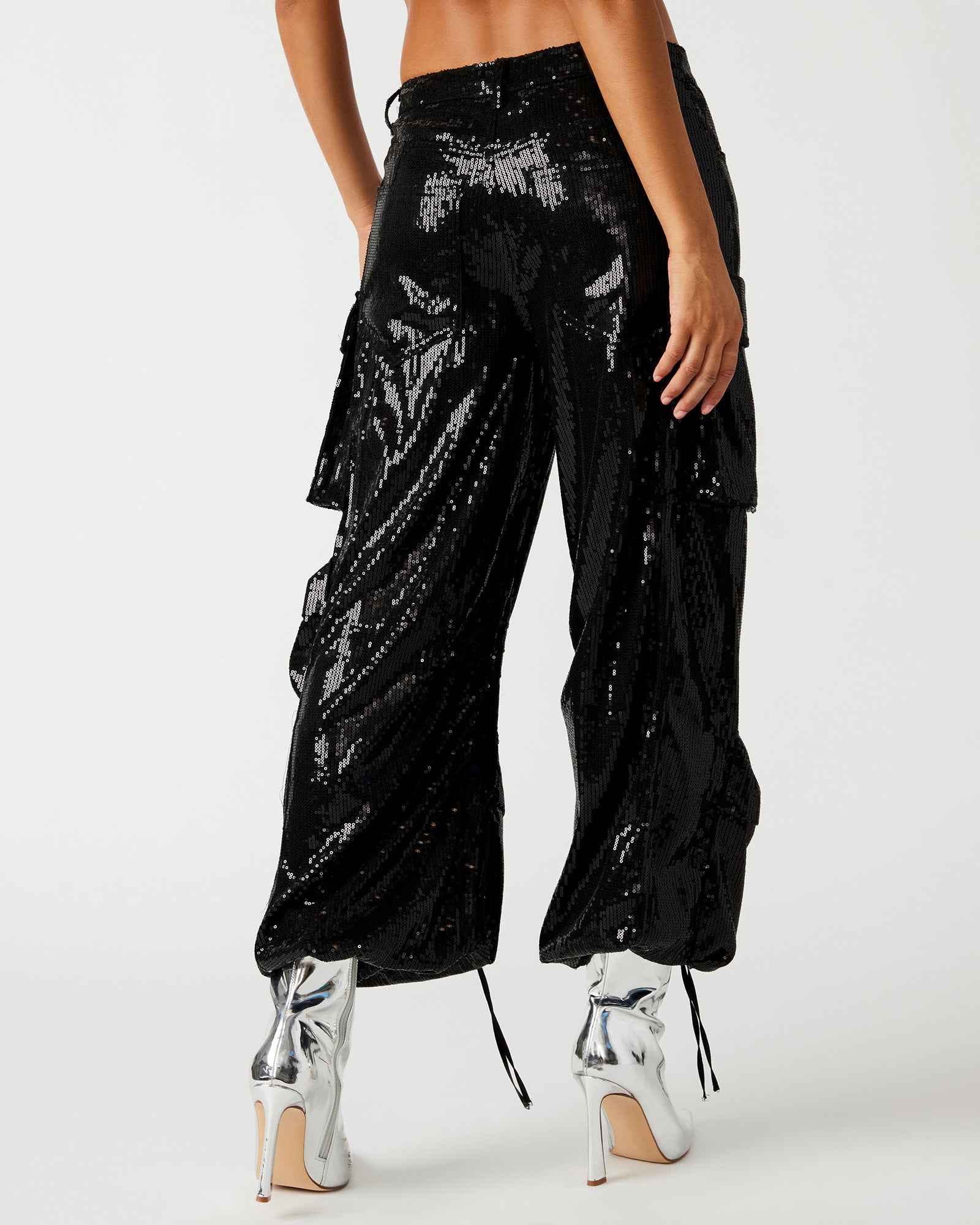 DUO SEQUIN PANT BLACK - High Waisted Sequin Leggings for Women, Party Pants with Sparkle, Stretchy Comfort Fit - Perfect for Night Out, Club Wear, Holiday Parties & Special Occasions