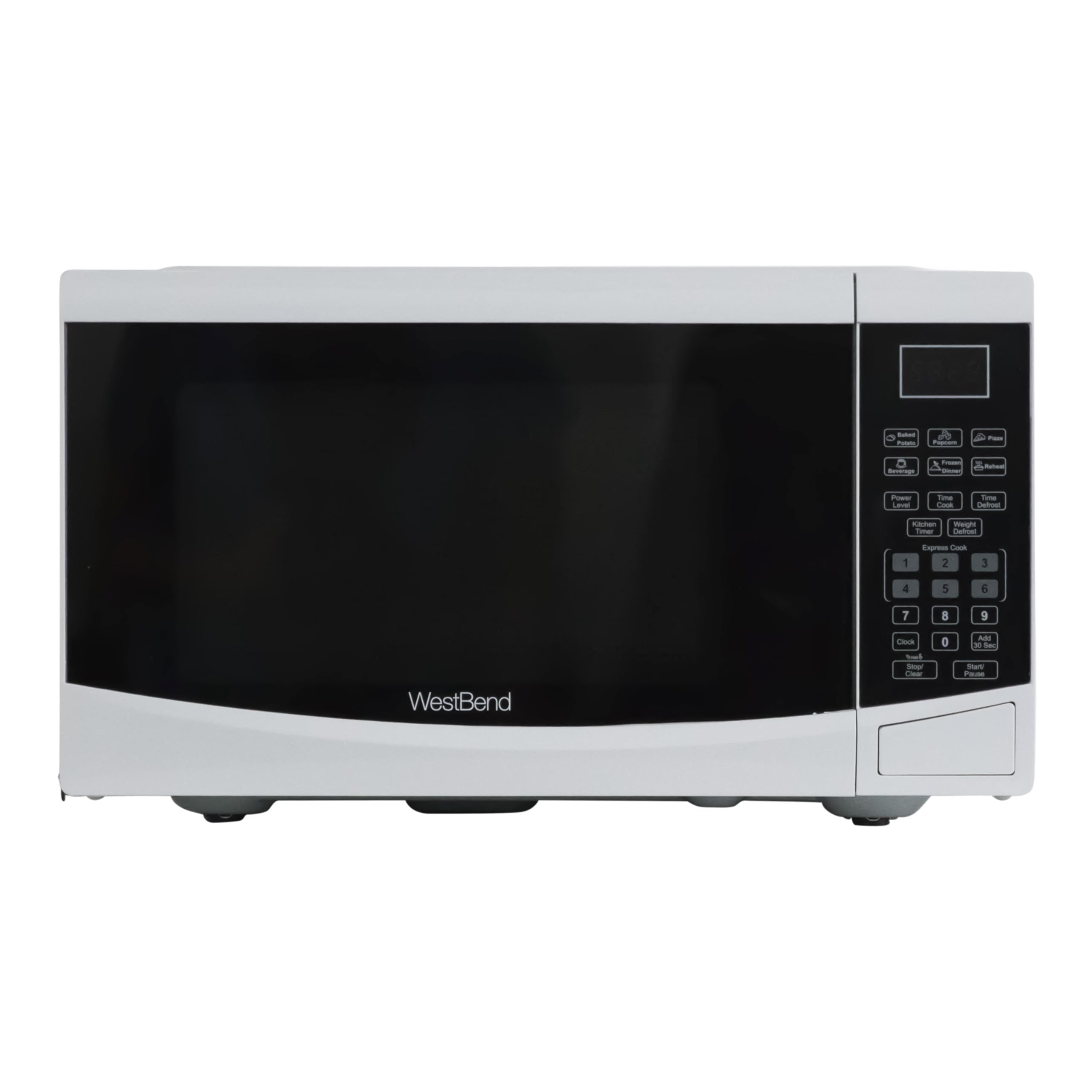 West Bend WBMW92W 900-Watt Compact Microwave Oven with 6 Pre-Programmed Settings, Speed Defrost, Electronic Controls & Glass Turntable - Perfect for Small Kitchens, Dorms & Offices (White)