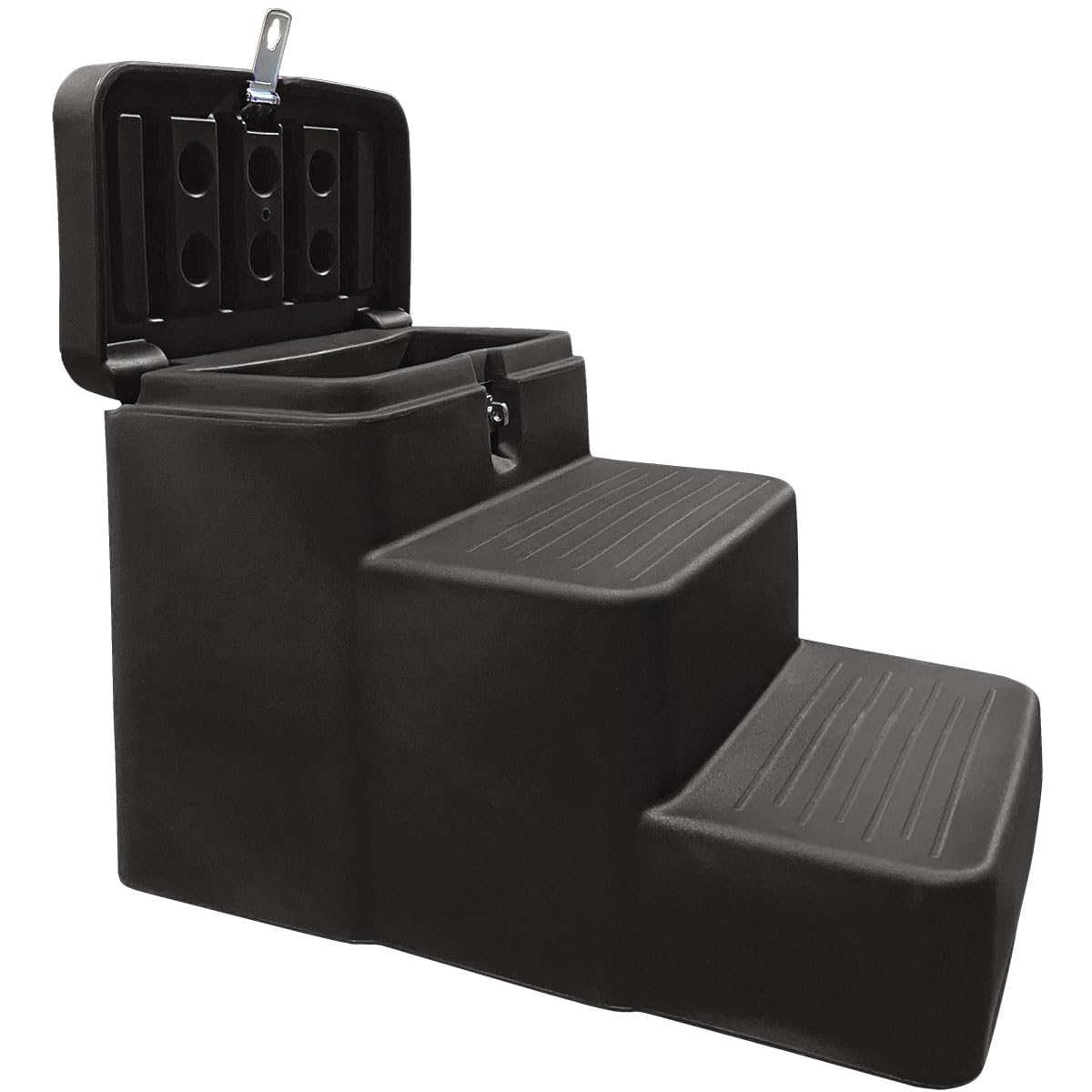 Horsemen's Pride 3 Step Mounting Block with Storage - Heavy Duty Stable Step Stool for Equestrian Riders - Perfect for Horse Grooming, Tack Storage & Easy Mounting (Black)