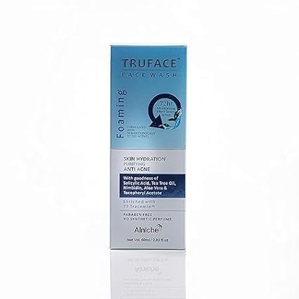 UNIGLOW Truface Foaming Face Wash - Hydrating & Purifying Anti-Acne Cleanser for Women & Men, All Skin Types (Pack of 2 x 60ml = 120ml) | Gentle Daily Cleansing for Clear, Glowing Skin at Home or Travel
