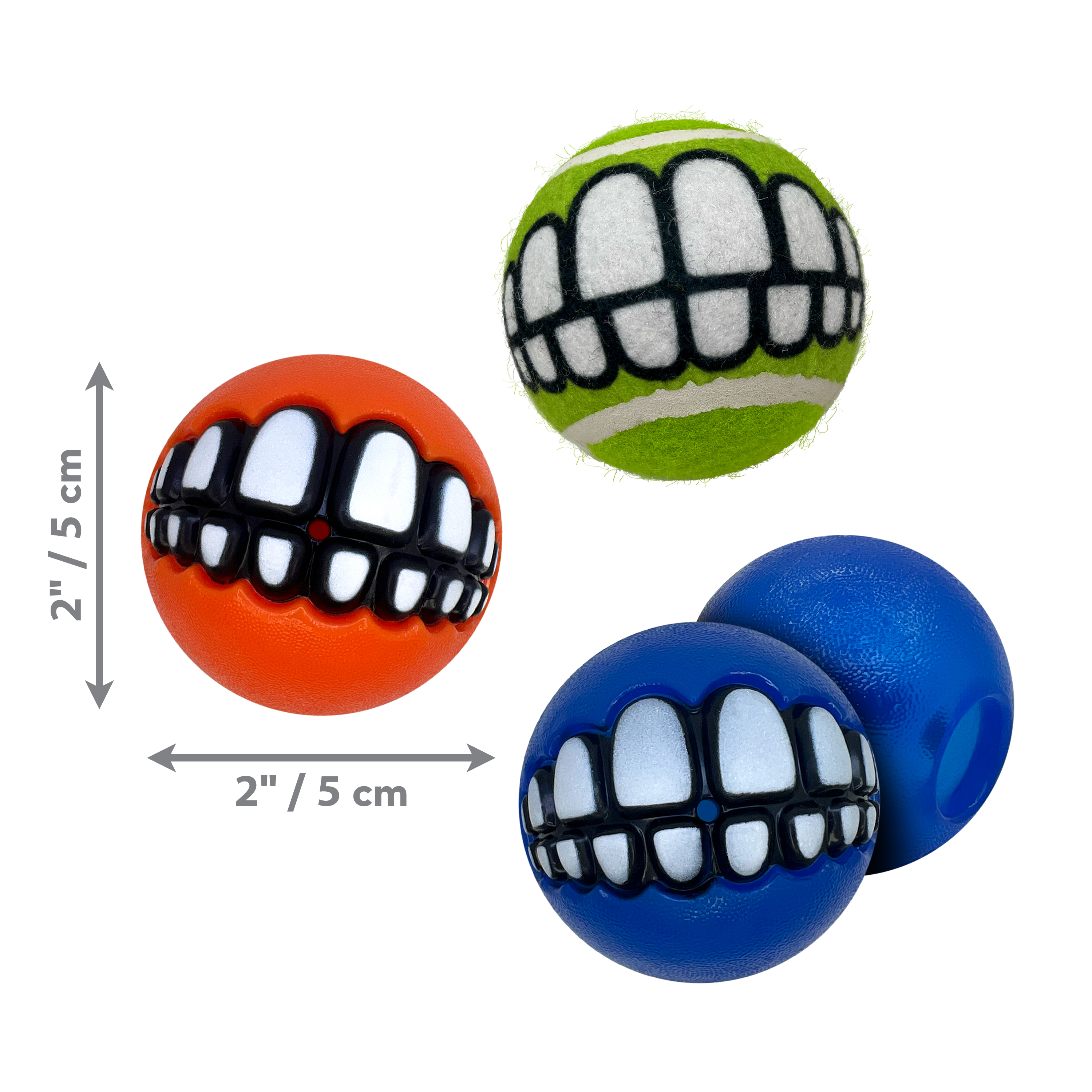 Kong Grinz Smile Balls - Durable Dog Chew Toys for Aggressive Chewers - Fun Interactive Pet Toys for Small & Large Dogs - Perfect for Playtime, Training & Stress Relief