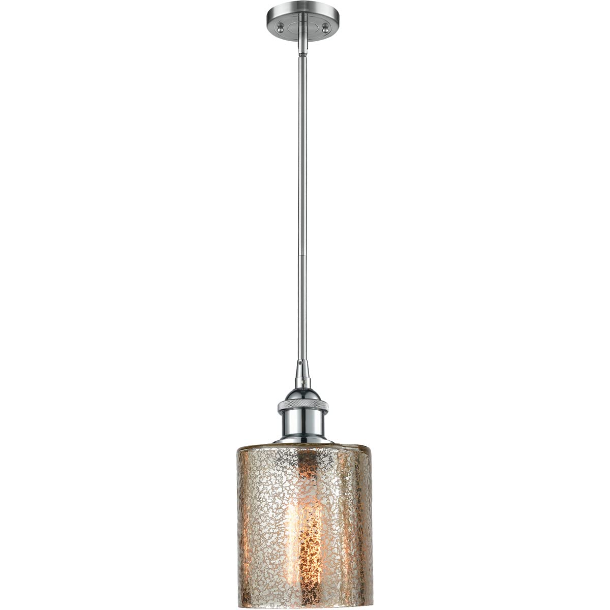 Vintage Dimmable LED Pendant Light with Polished Chrome Finish - 1 Light Industrial Style Fixture for Kitchen Island, Dining Room, or Bar Counter Lighting