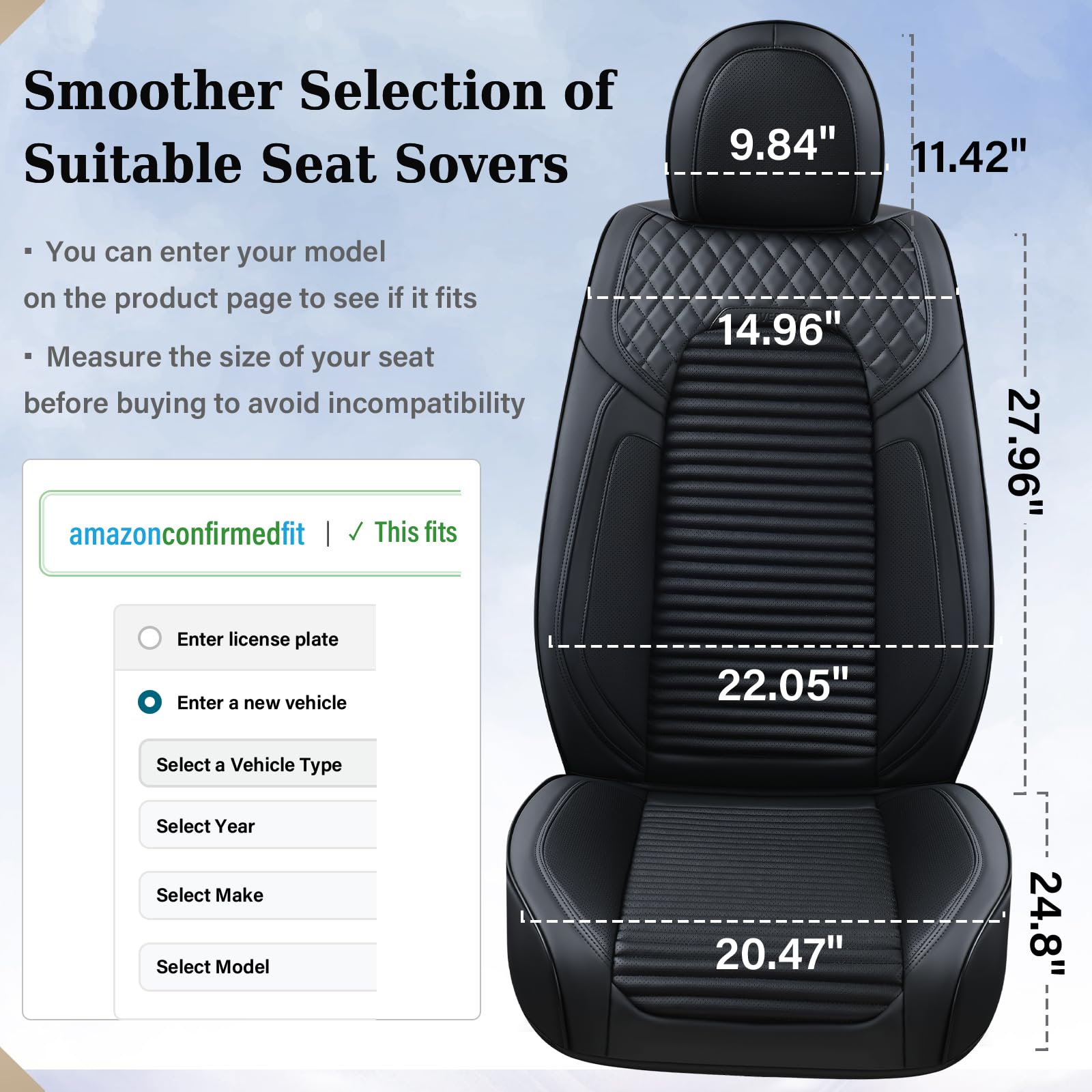 Premium Leather Front Seat Covers for Cars & SUVs - Universal Fit Black Car Seat Protectors with Red Stitching | Durable & Stylish for Daily Commute, Road Trips & Family Travel